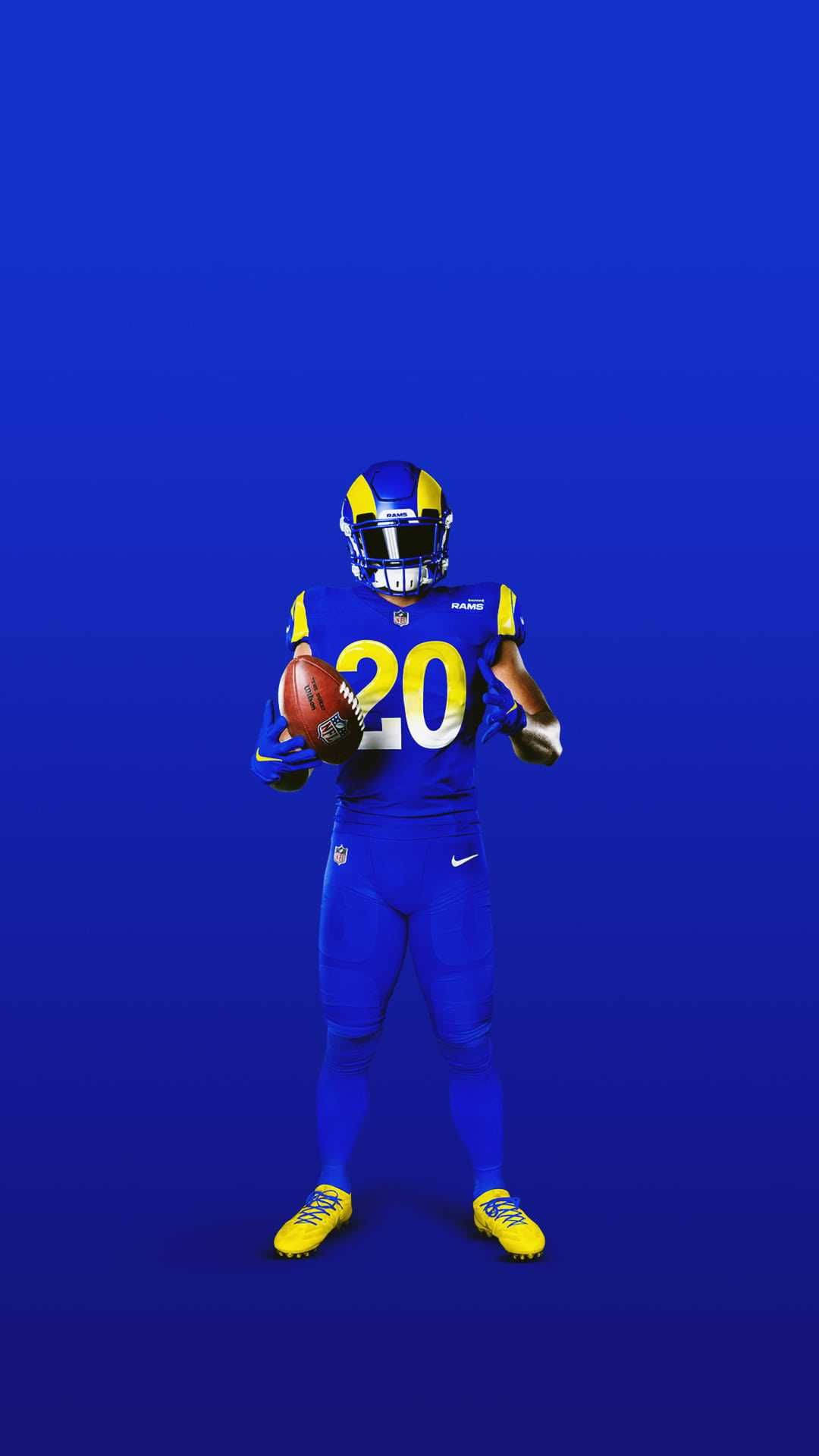 Jalen Ramsey, blue and yellow uniform, solid blue background, Full HD Phone Wallpaper