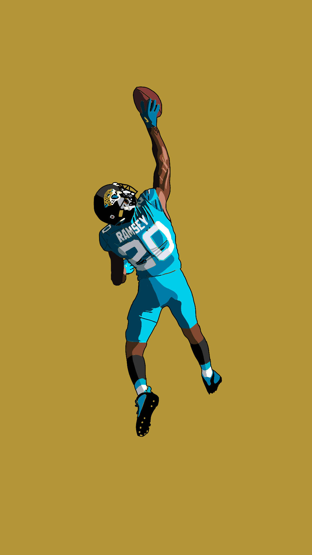 Jalen Ramsey, teal uniform, mustard background, Full HD Phone Wallpaper