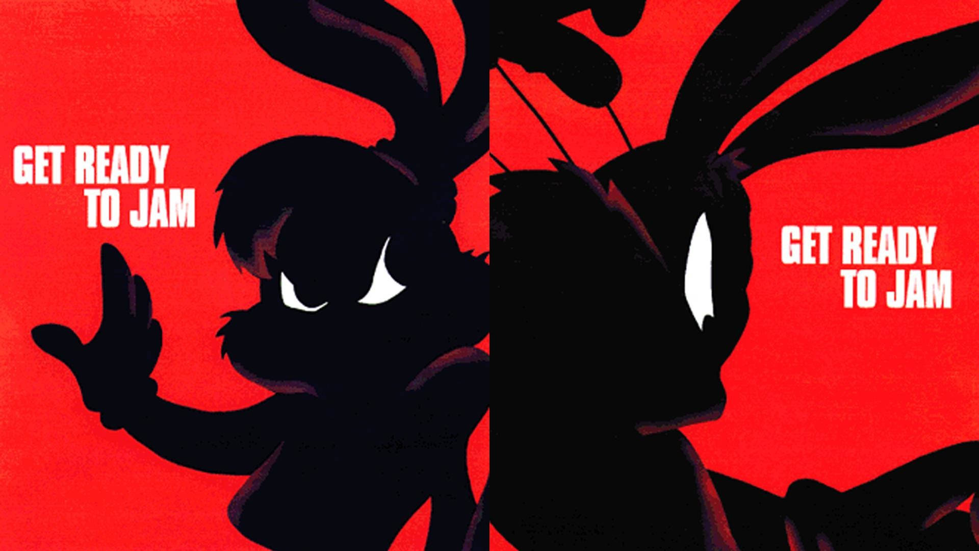 Space Jam, black rabbit silhouettes, glowing white eyes, Full HD Desktop Wallpaper