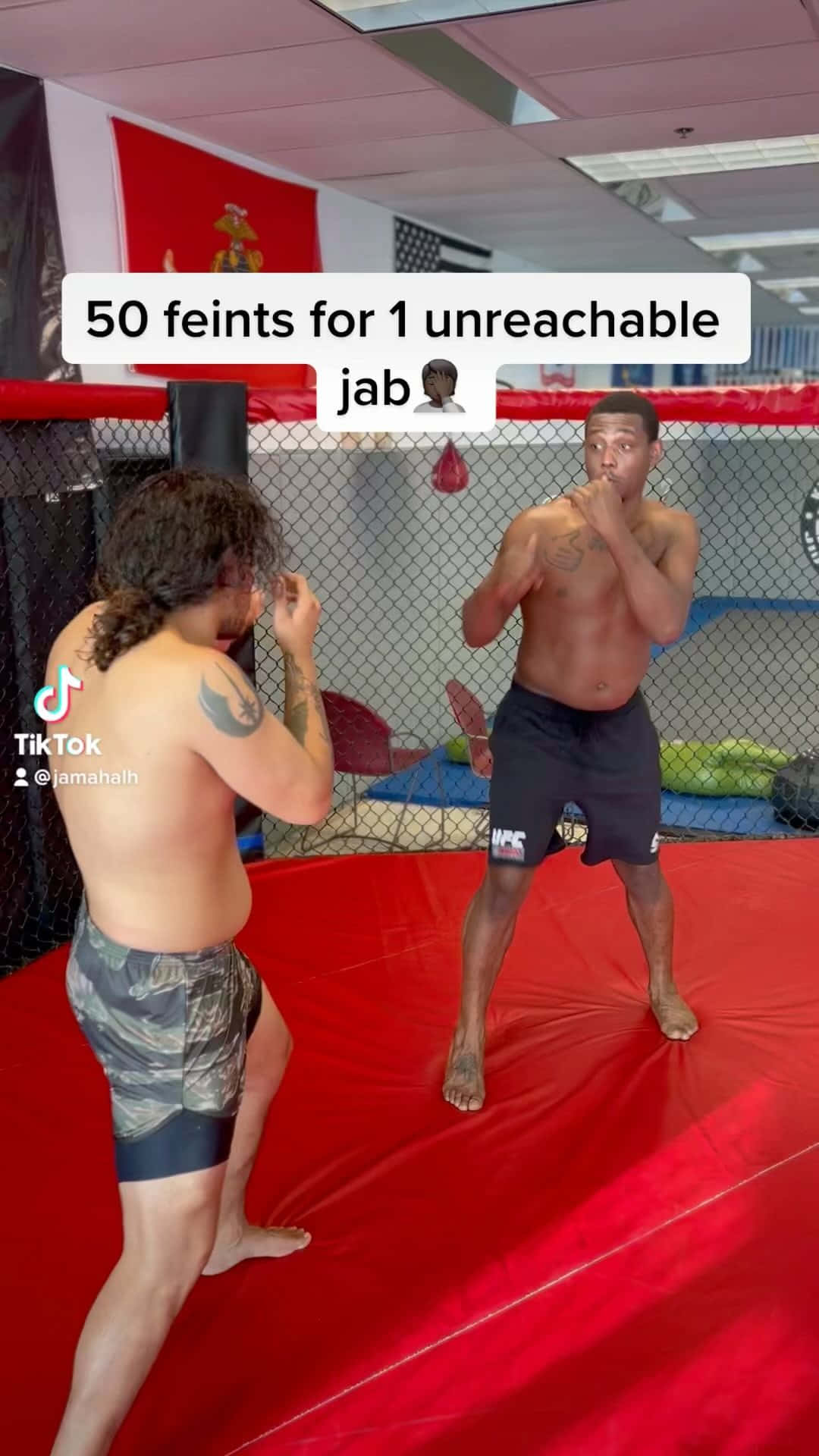 Jamahal Hill, TikTok video, red MMA octagon, Full HD Phone Wallpaper