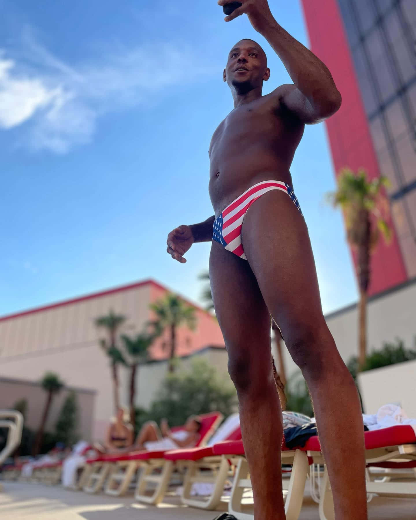 Jamahal Hill, speedo, patriotic swim trunks, HD Phone Wallpaper