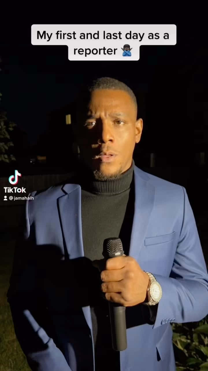 Jamahal Hill, blue suit, microphone, HD Phone Wallpaper