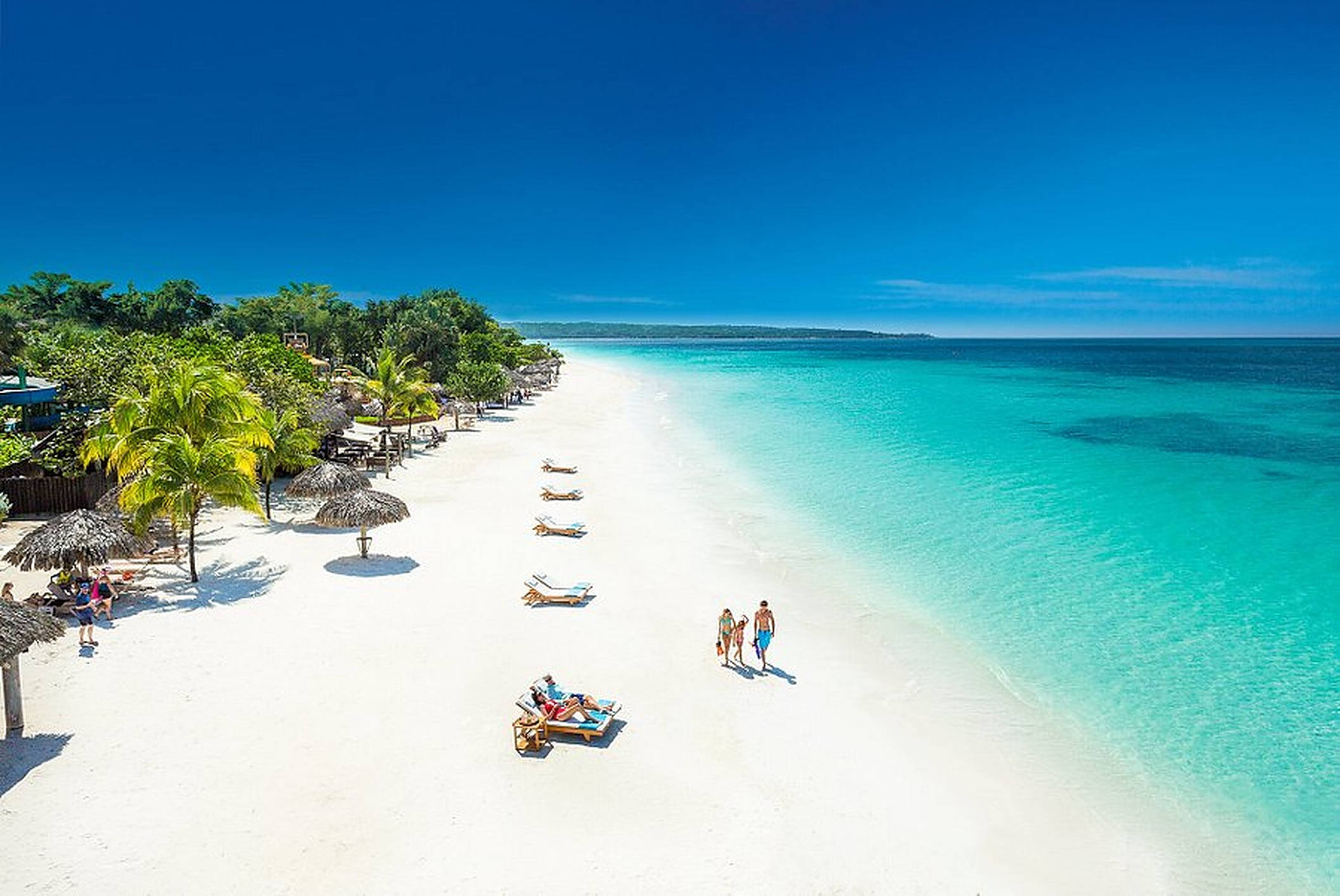 Jamaica Beach, aerial view, white sand, Full HD Desktop Wallpaper