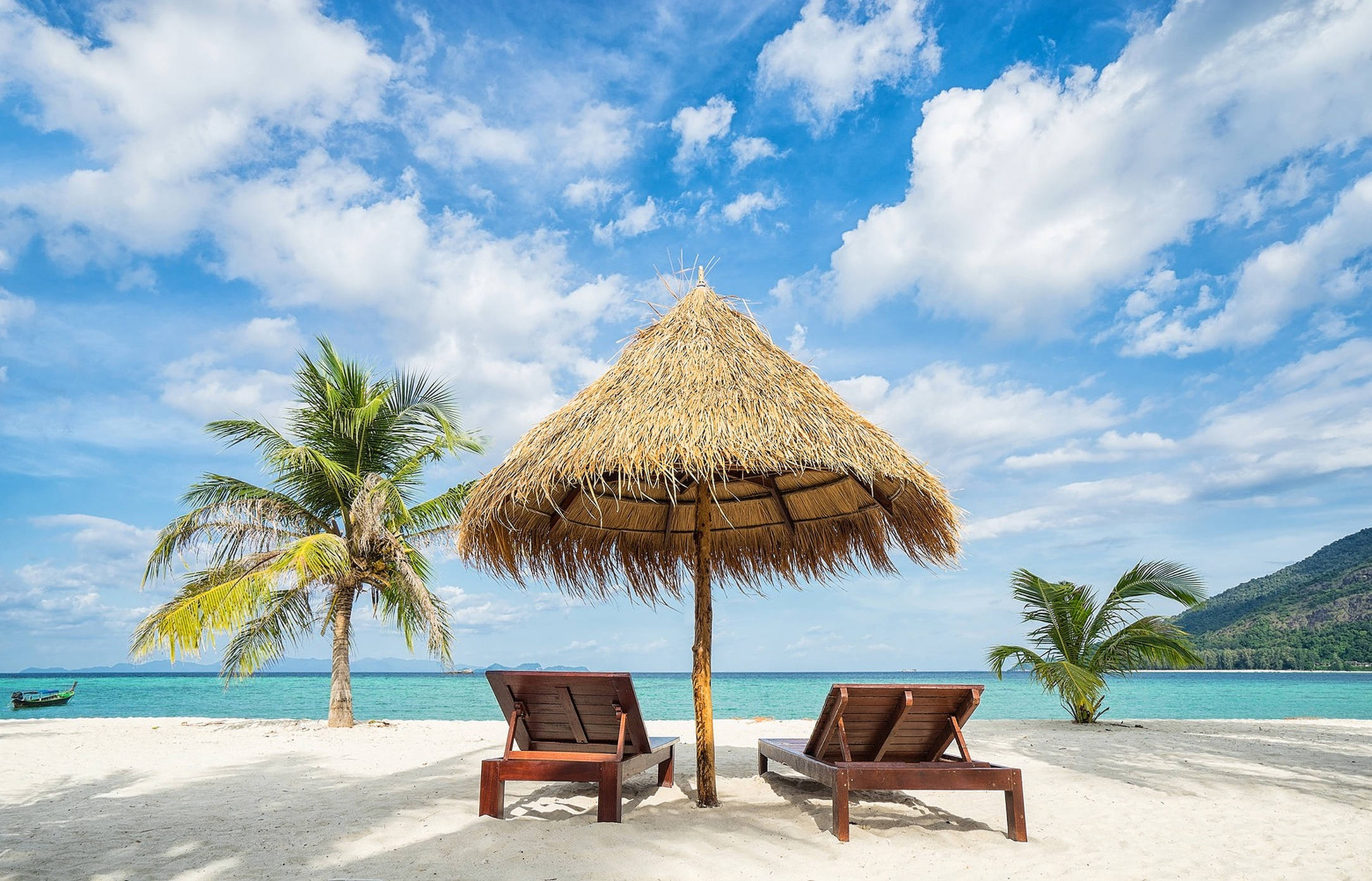Jamaica Beach, vibrant blue waters, pristine white sand beach, Full HD Desktop Wallpaper