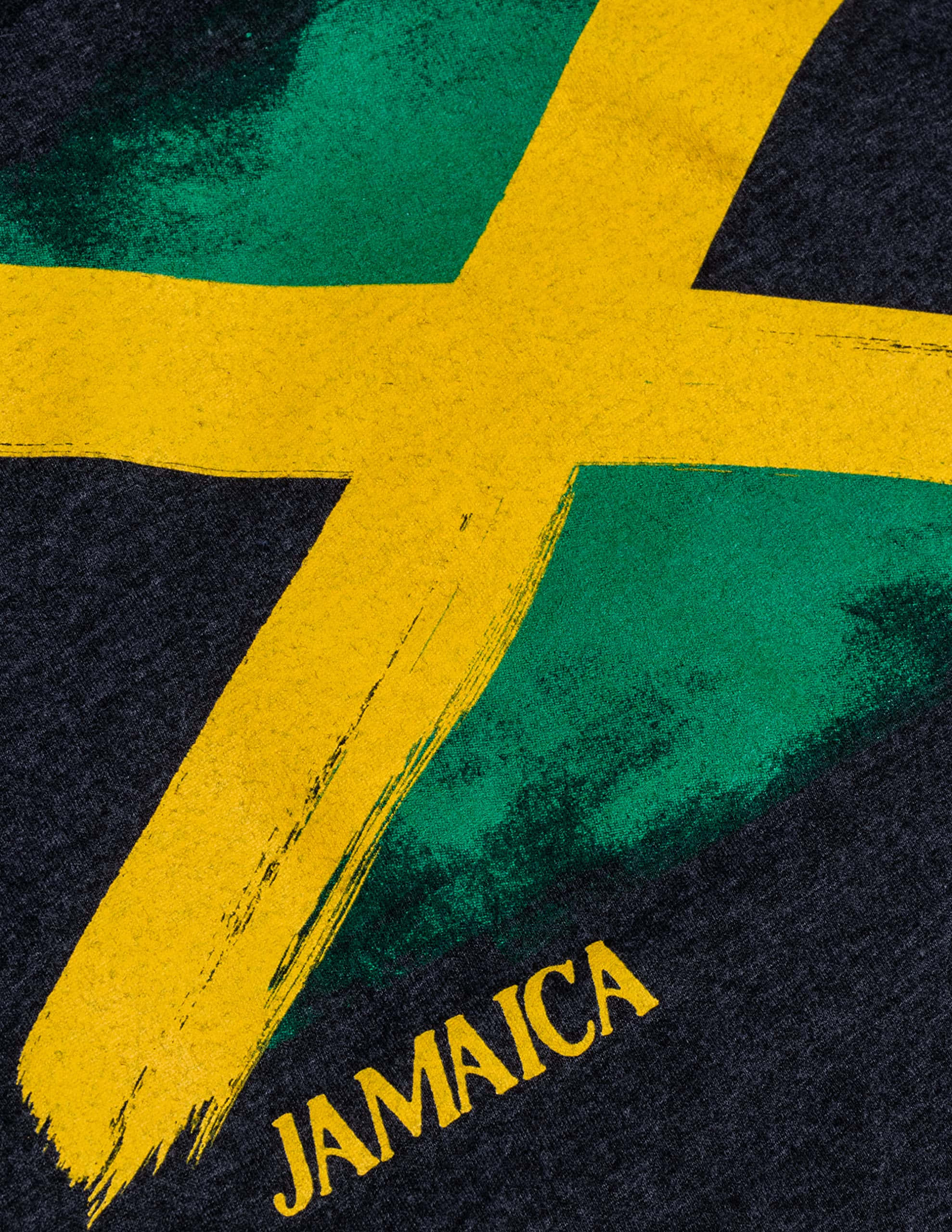 Jamaica Flag, textured background, bold brushstroke yellow cross, 2K Phone Wallpaper