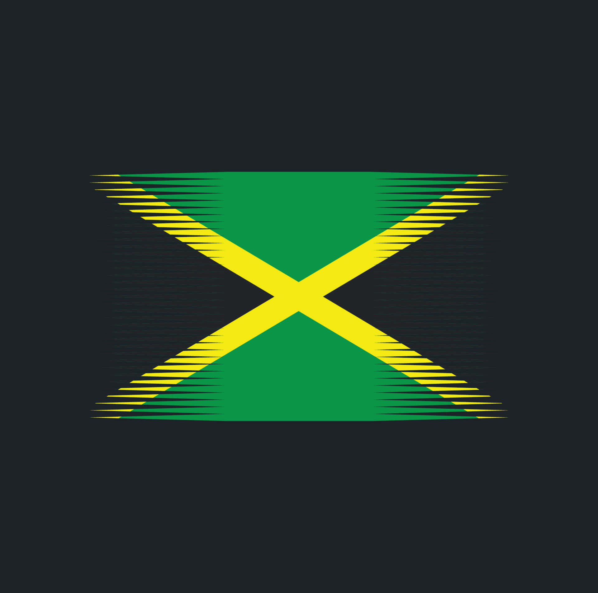 Jamaica Flag, green triangles, yellow cross, Full HD Desktop Wallpaper