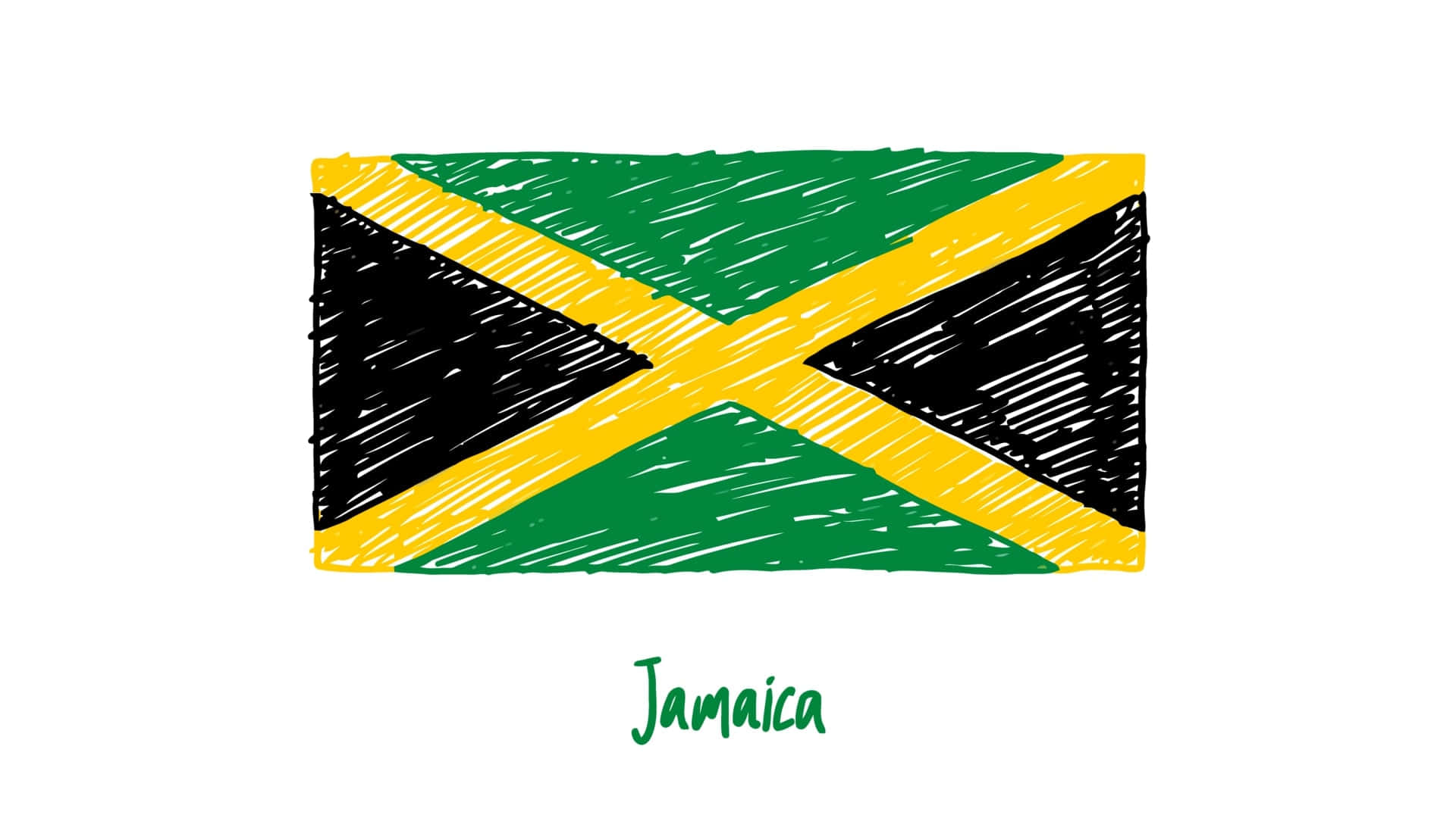 Jamaica Flag, green, yellow, Full HD Desktop Wallpaper