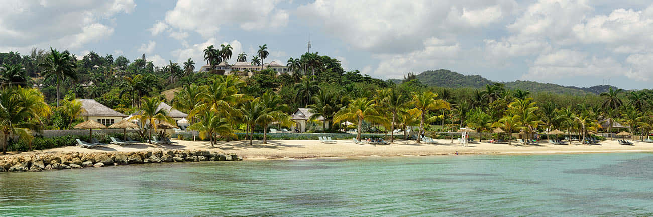 Jamaican Beach, turquoise water, palm trees, HD Desktop Wallpaper