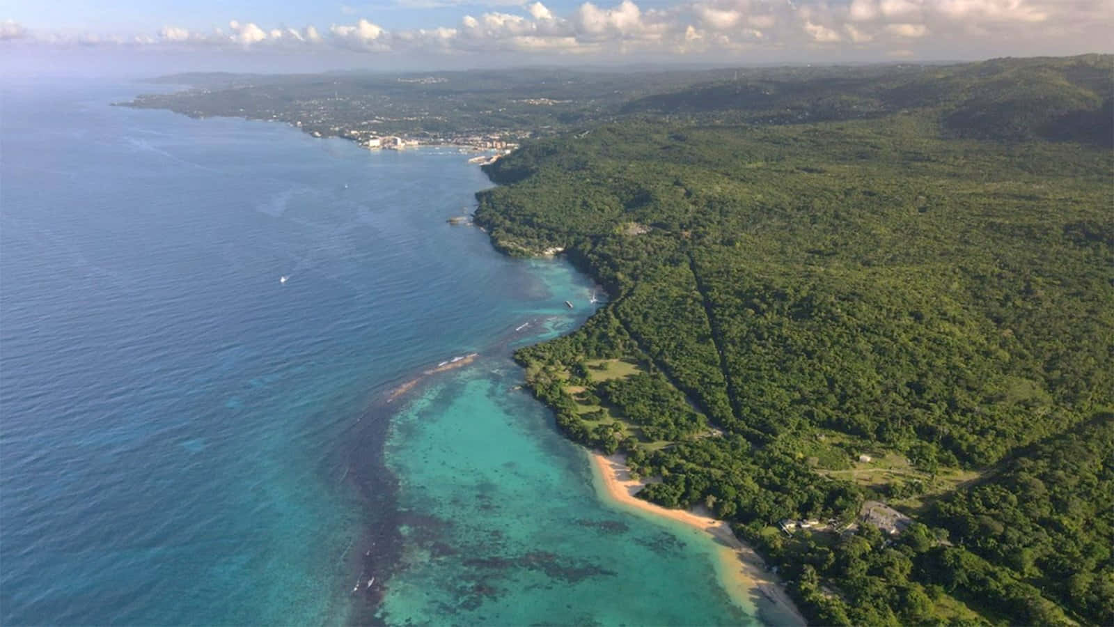 Jamaican Island, lush green coastline, turquoise waters, HD Desktop Wallpaper