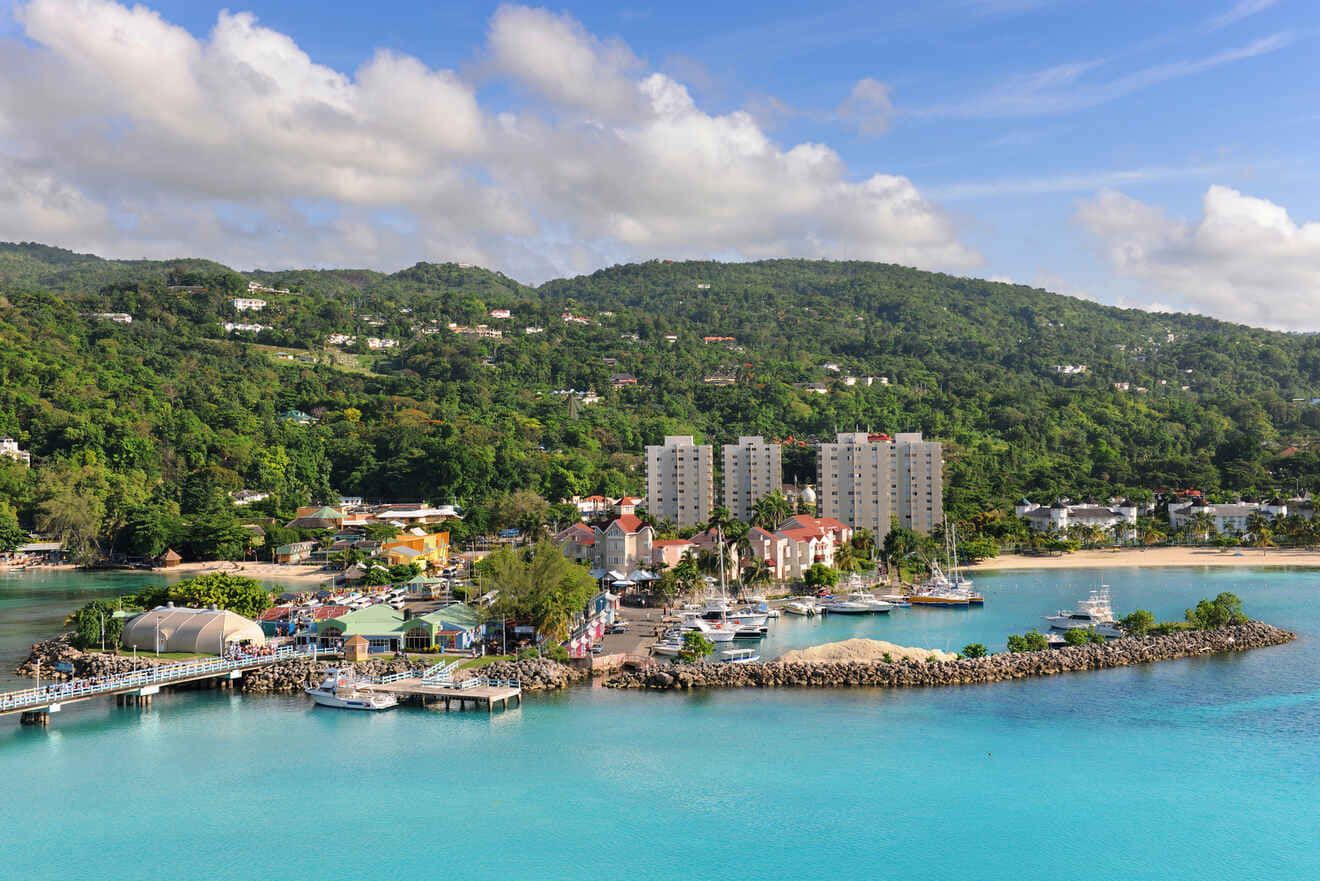 Jamaican Island, turquoise waters, lush green hills, HD Desktop Wallpaper