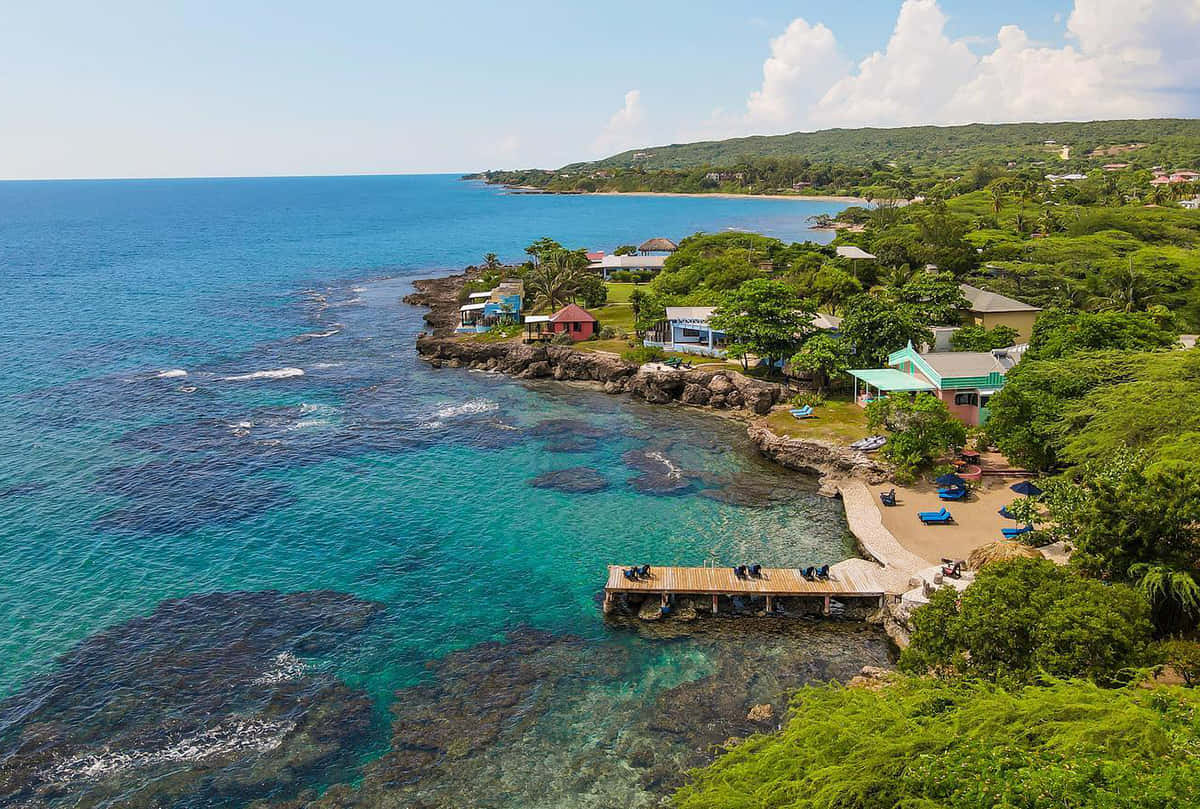 Jamaican Island, turquoise waters, rocky shores, SD Desktop Wallpaper