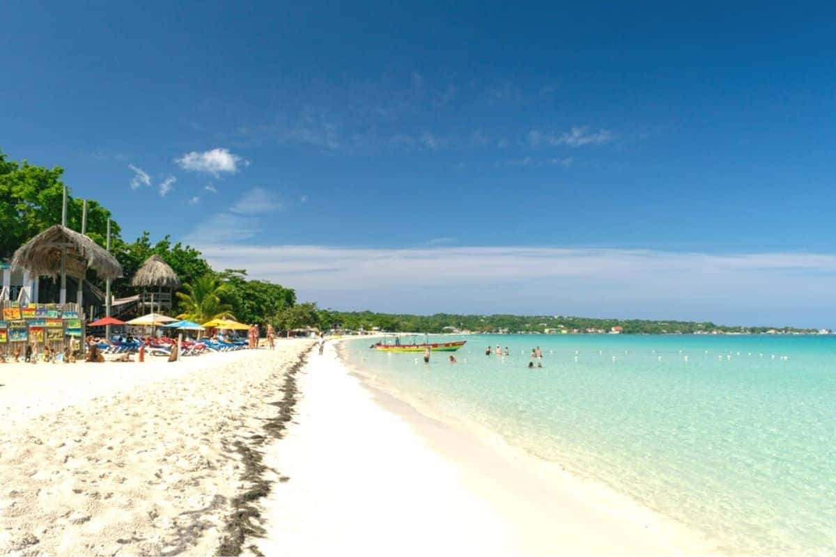 Jamaican Beach, white sand, turquoise water, SD Desktop Wallpaper