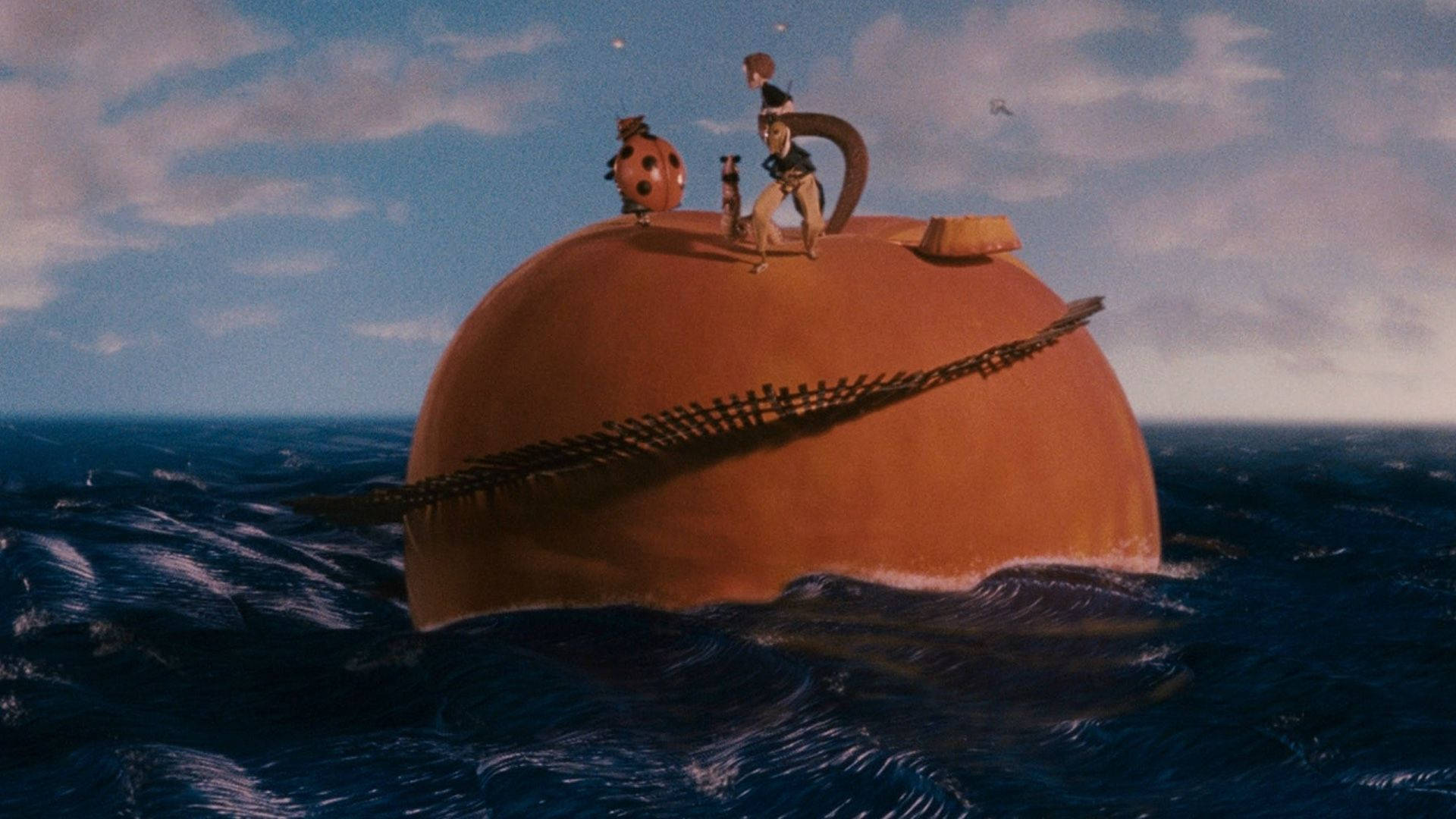 James And The Giant Peach, giant peach, orange submarine, Full HD Desktop Wallpaper