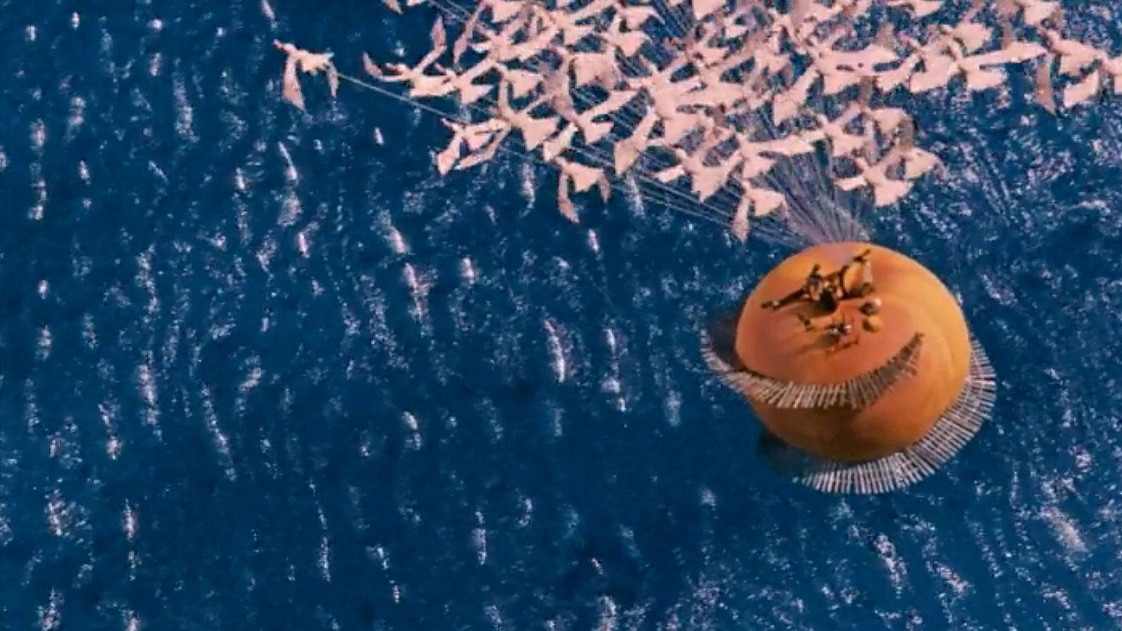 James And The Giant Peach, orange sphere, people, HD Desktop Wallpaper