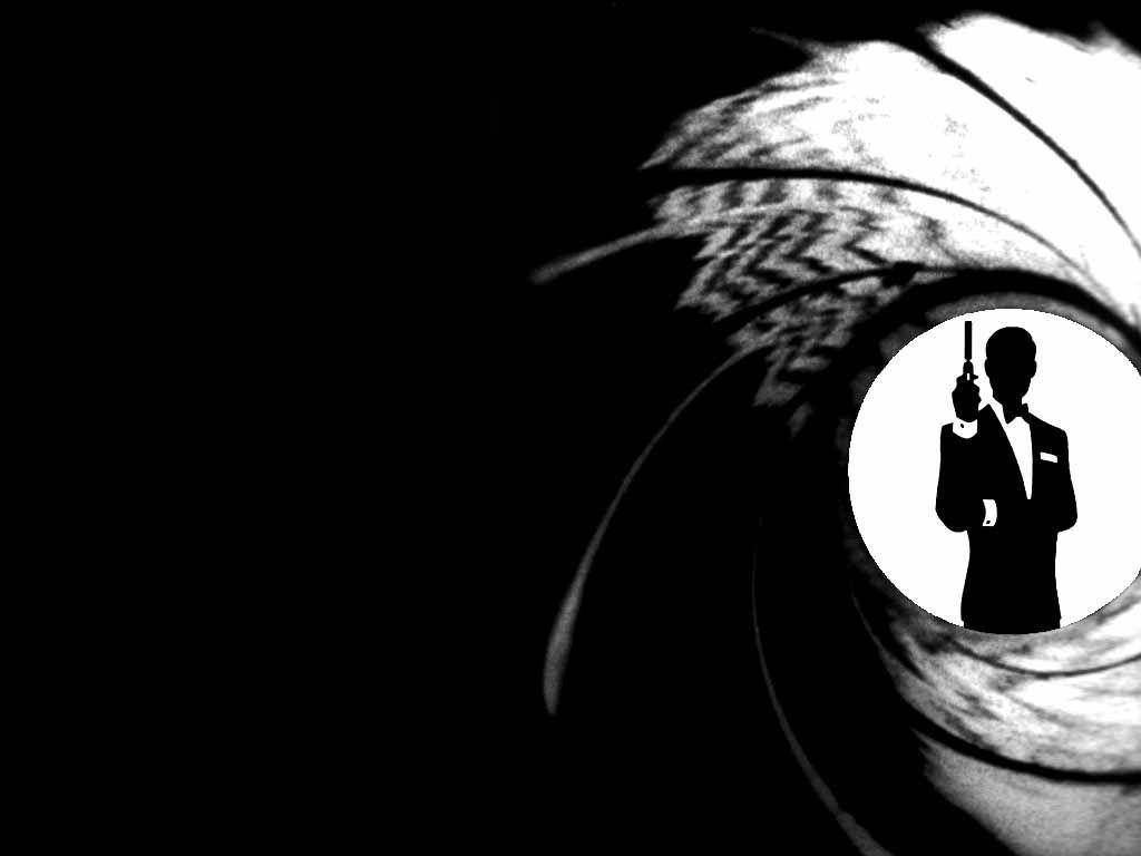 James Bond, silhouette, black and white, SD Desktop Wallpaper