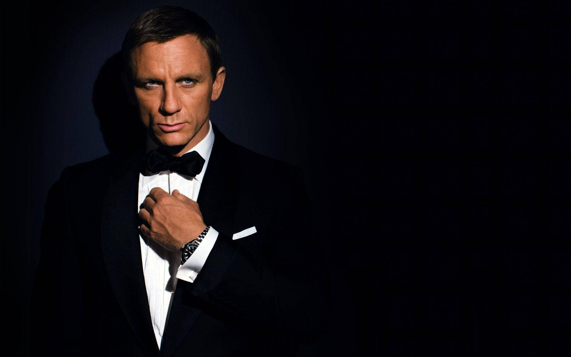James Bond, black tuxedo, bow tie, Full HD Desktop Wallpaper