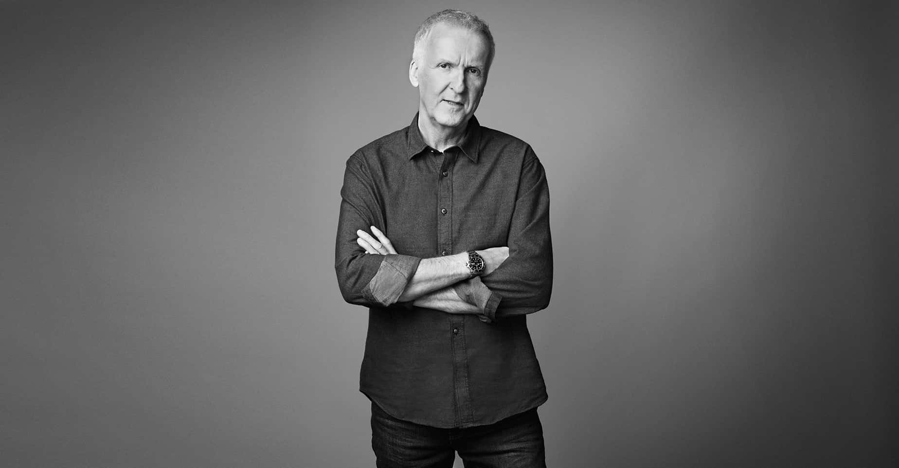 James Cameron, black and white, middle aged man, HD Desktop Wallpaper