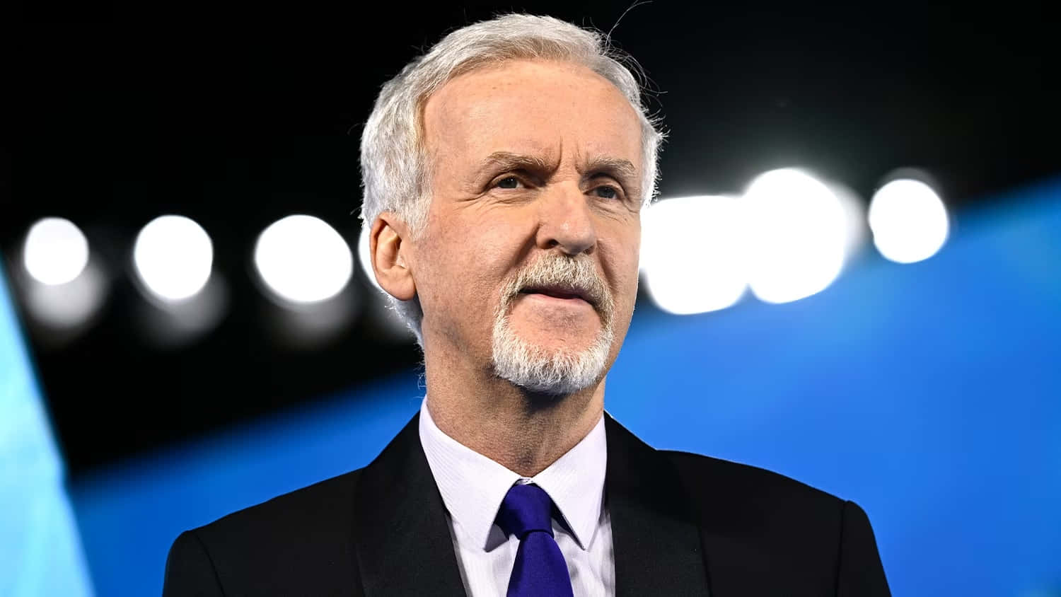 James Cameron, black suit, purple tie, HD Desktop Wallpaper