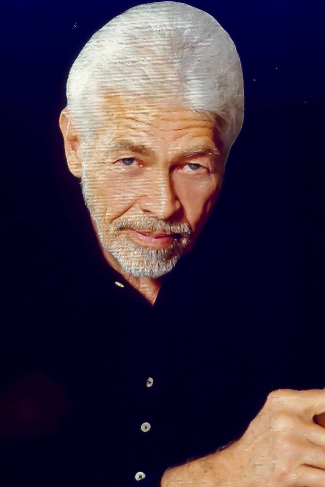 James Coburn, white hair, black shirt, Full HD Phone Wallpaper