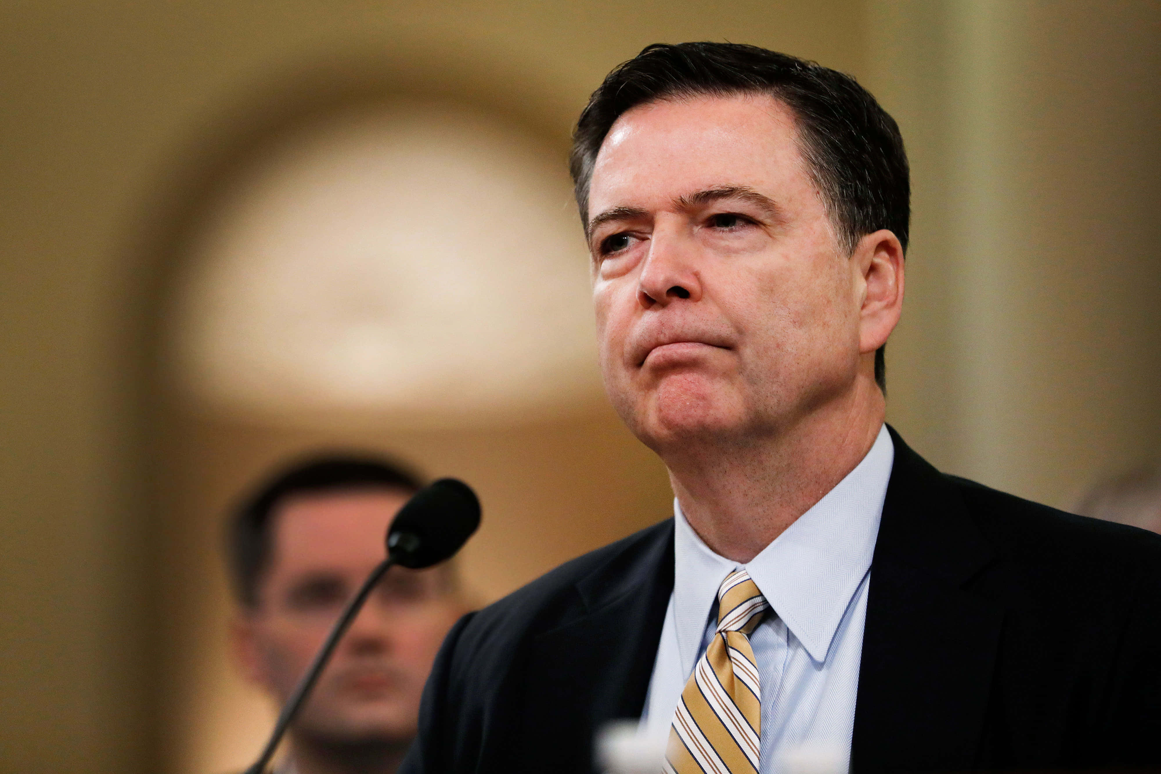 James Comey, dark suit, striped tie, 4K Desktop Wallpaper