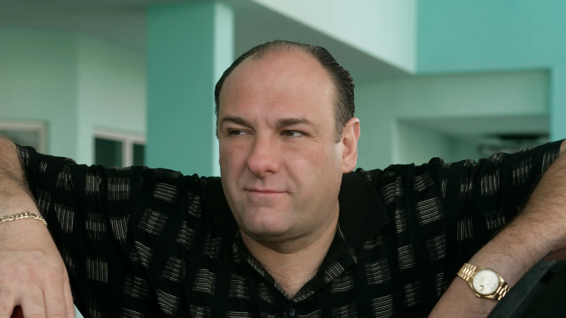 James Gandolfini, teal walls, patterned shirt, Full HD Desktop Wallpaper