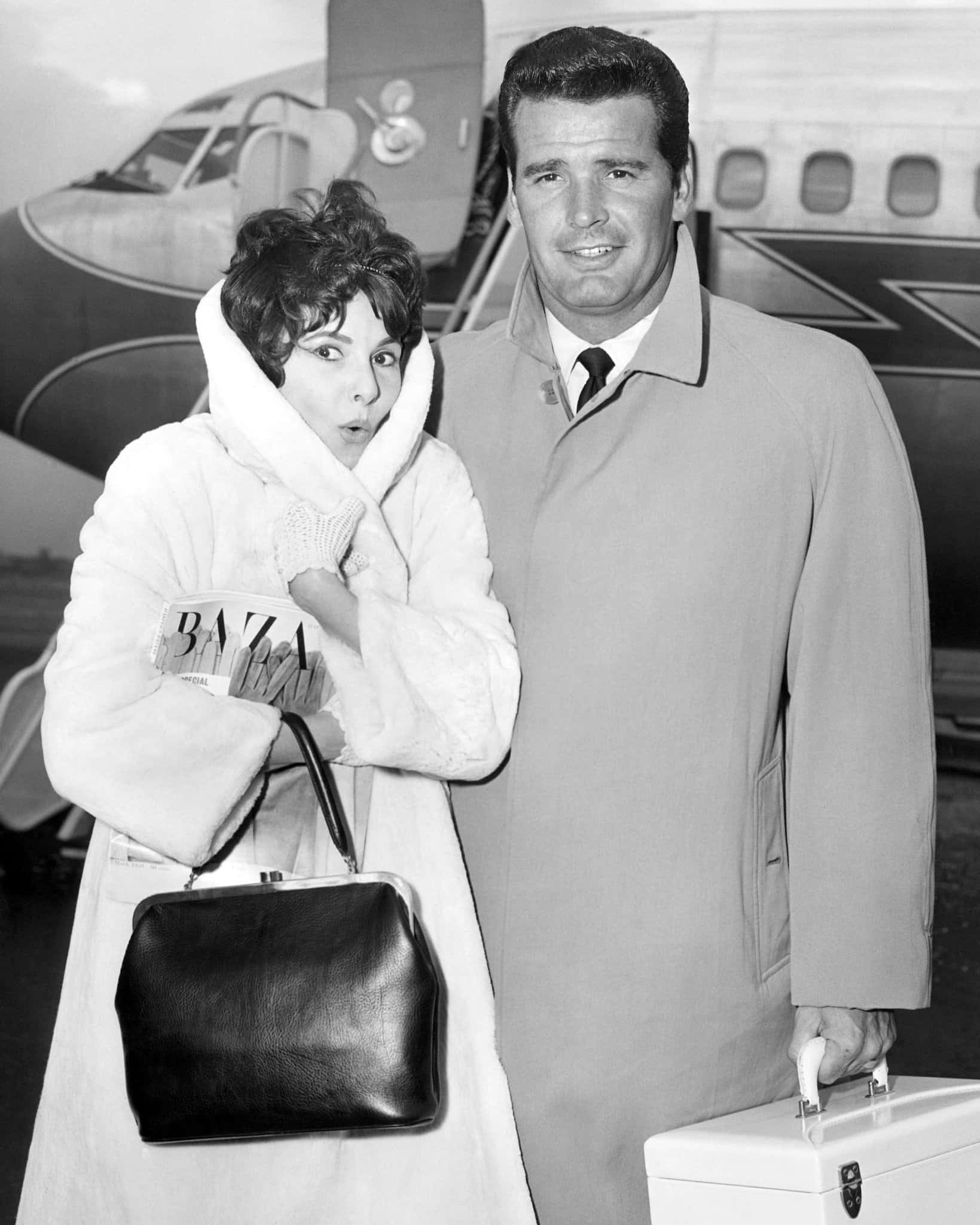 James Garner, vintage airplane, black purse, Full HD Phone Wallpaper