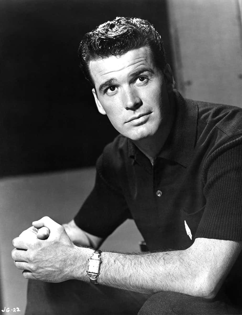 James Garner, black and white portrait, dark polo shirt, SD Phone Wallpaper