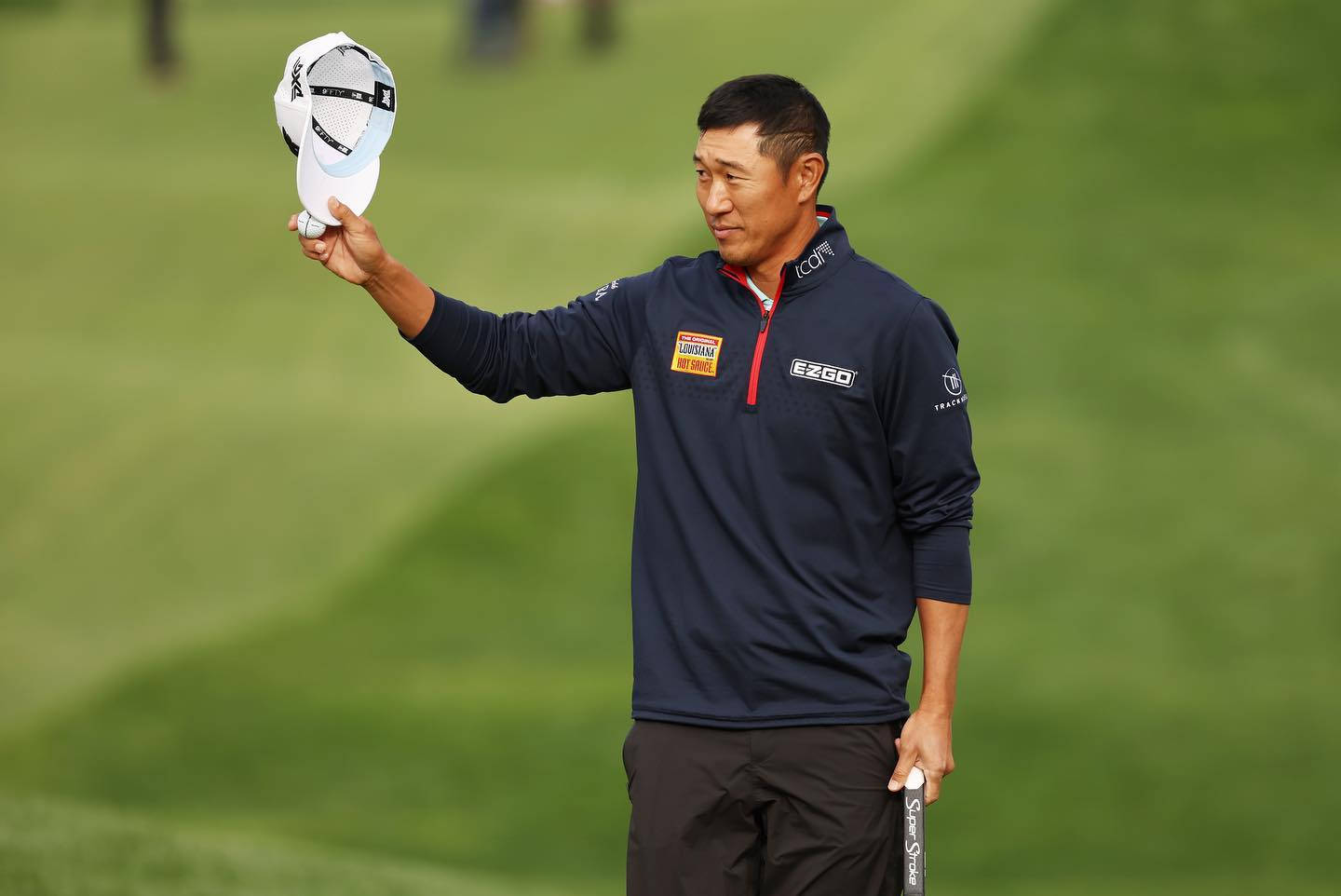 James Hahn, white cap, navy pullover, HD Desktop Wallpaper