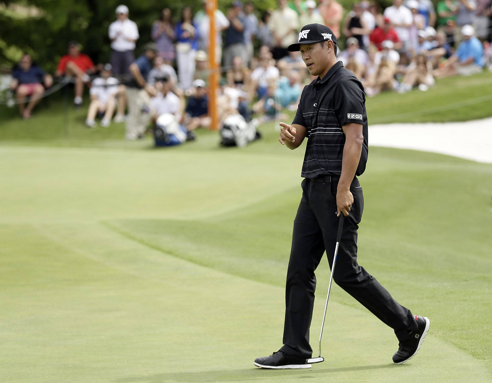 James Hahn, golf course, black attire, Full HD Desktop Wallpaper