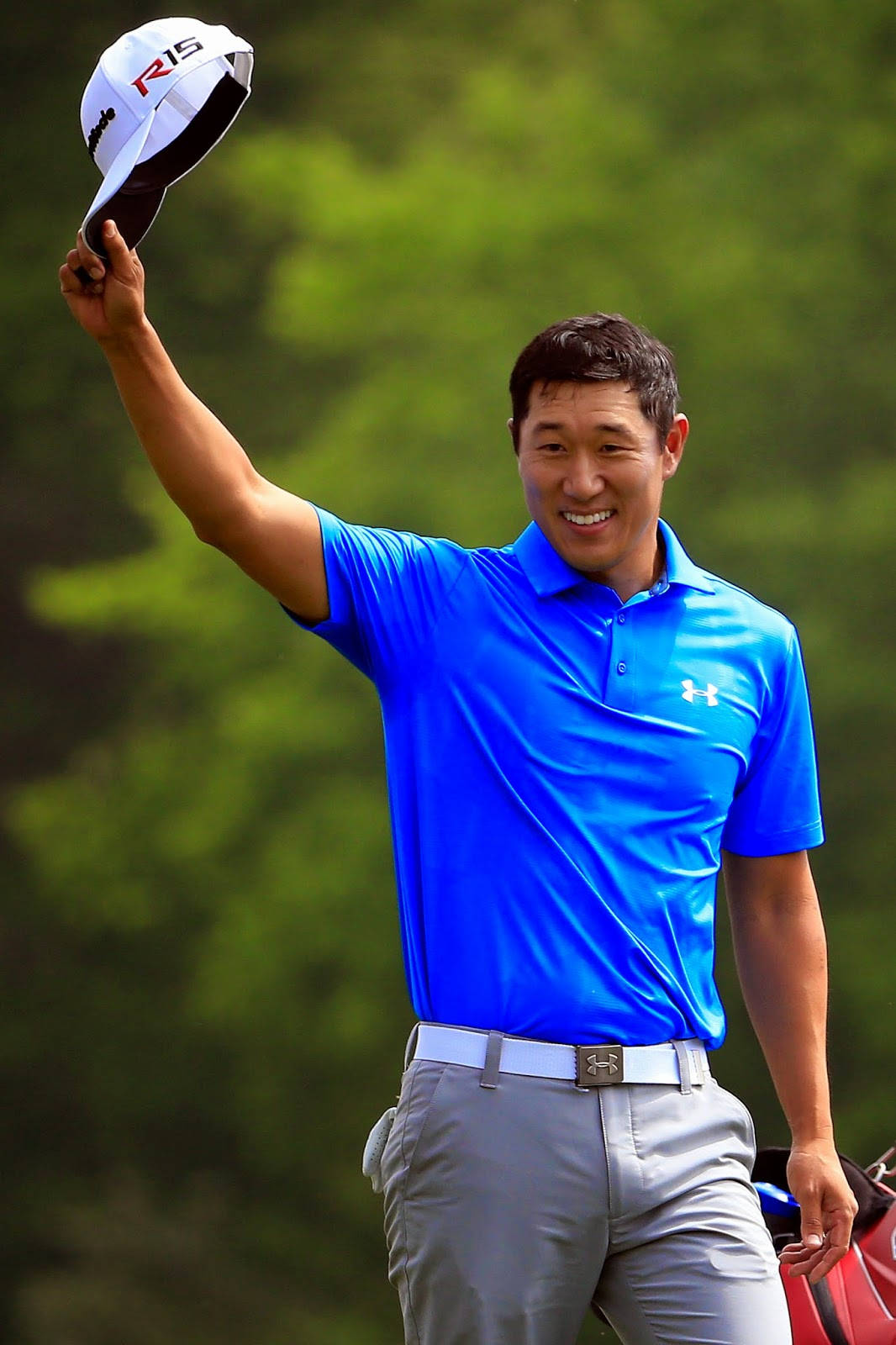 James Hahn, golf cap, bright blue polo, HD Phone Wallpaper