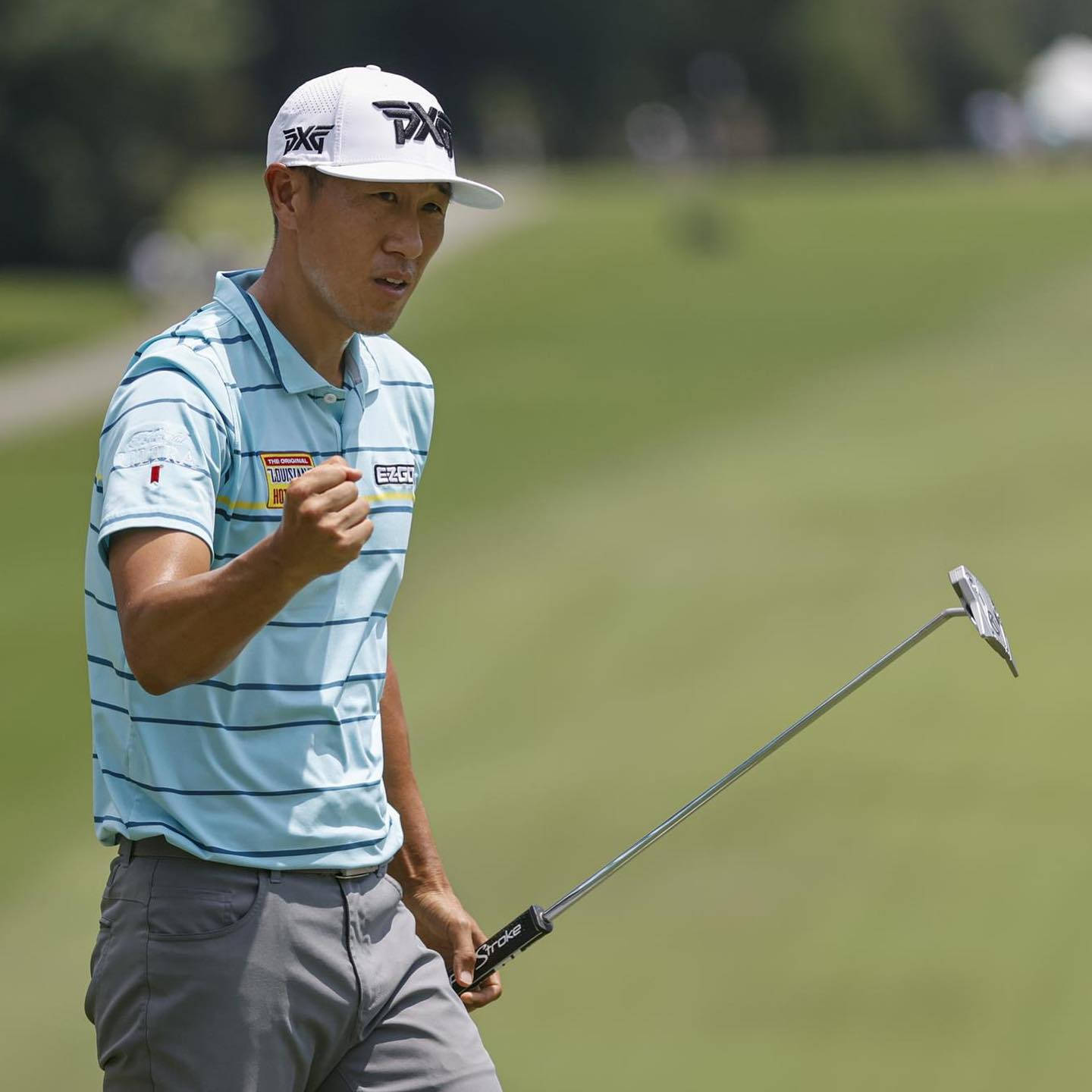 James Hahn, light blue striped shirt, white cap, HD Desktop Wallpaper