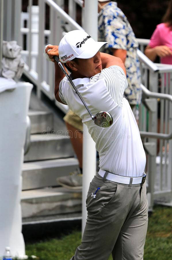 James Hahn, golf swing position, white shirt, SD Phone Wallpaper