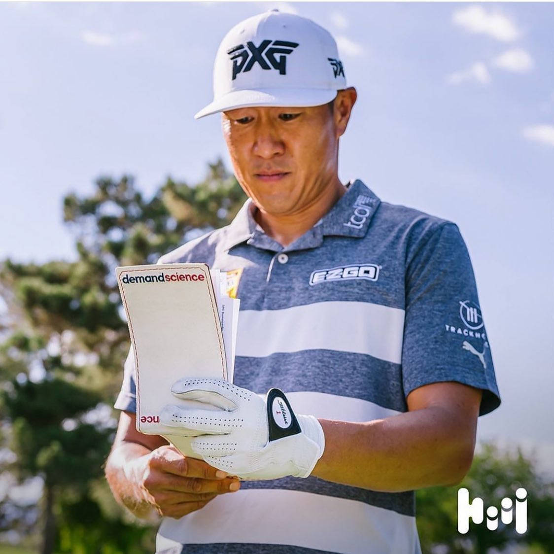 James Hahn, blue striped polo, white cap, SD Desktop Wallpaper