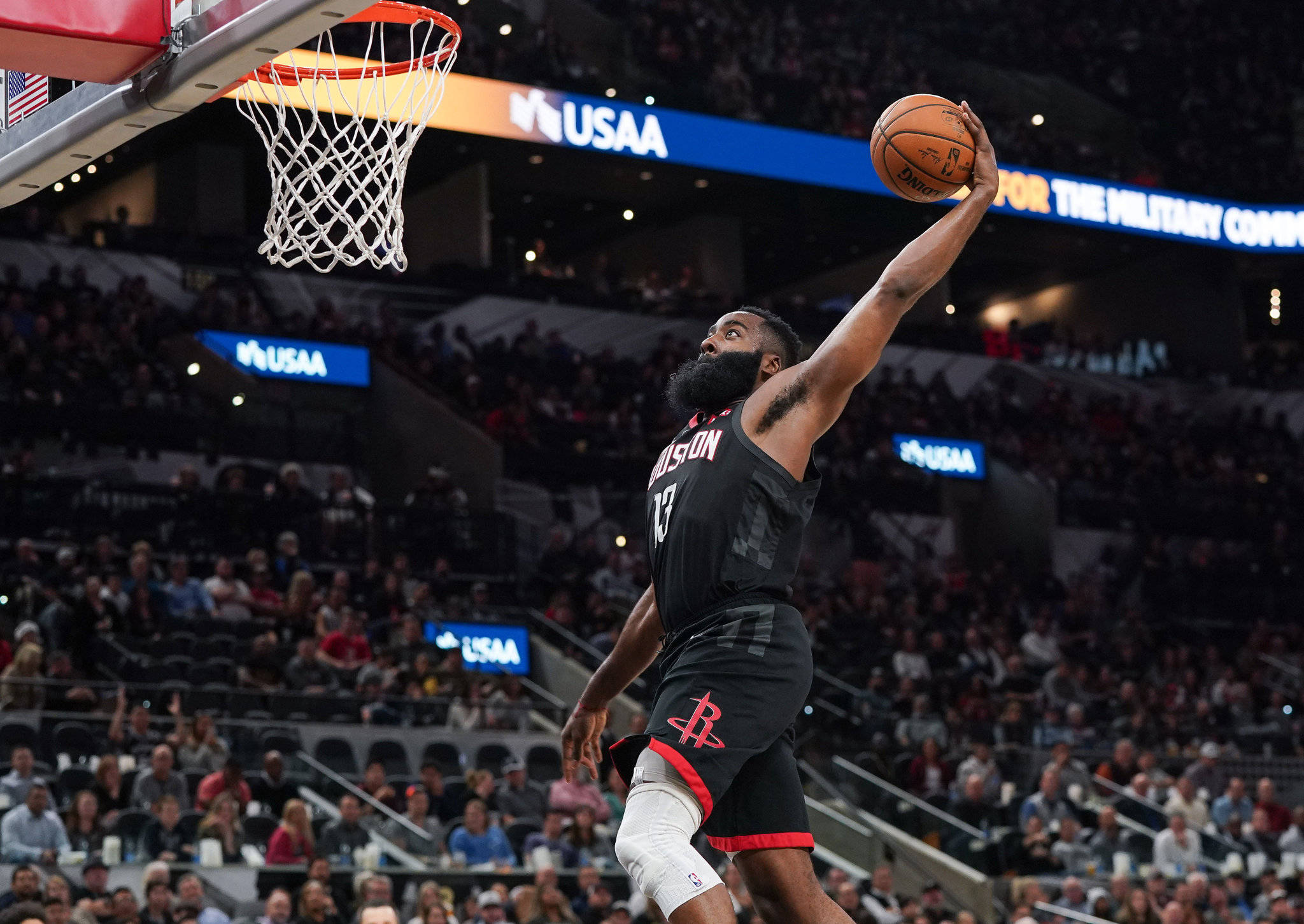 James Harden, black jersey, dunk, Full HD Desktop Wallpaper