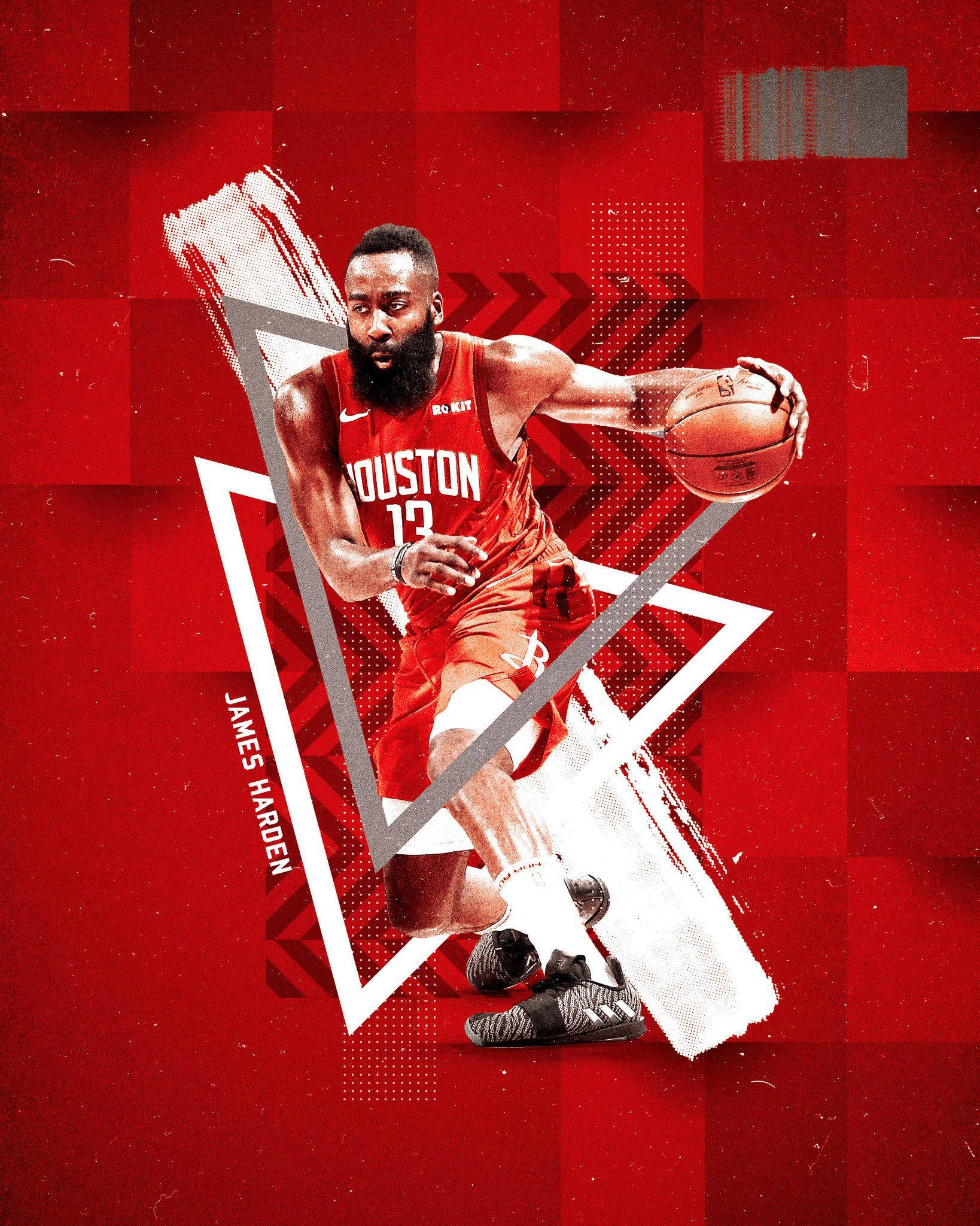 James Harden, red Houston jersey, basketball, Full HD Phone Wallpaper
