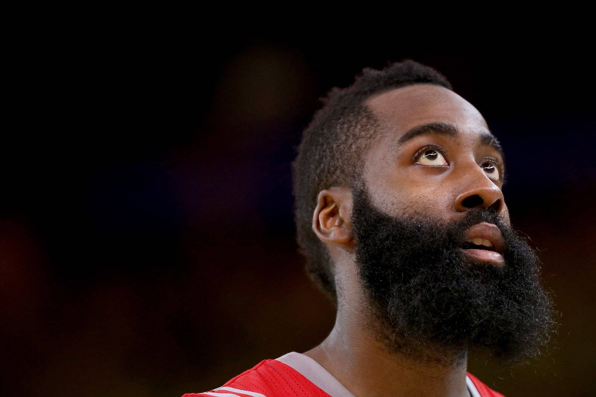 James Harden, red jersey, close-up portrait, Full HD Desktop Wallpaper