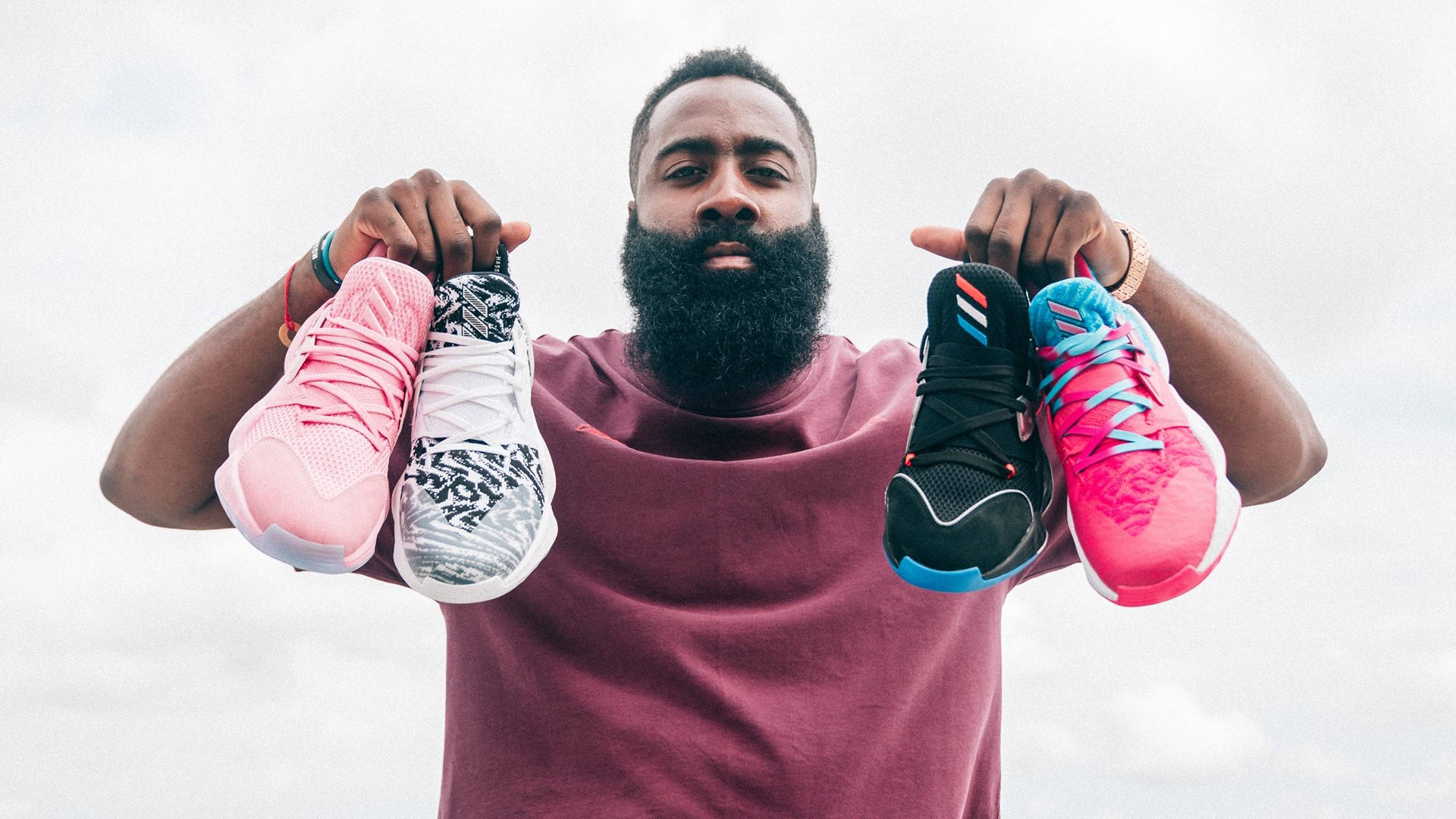 James Harden, adidas, maroon shirt, Full HD Desktop Wallpaper