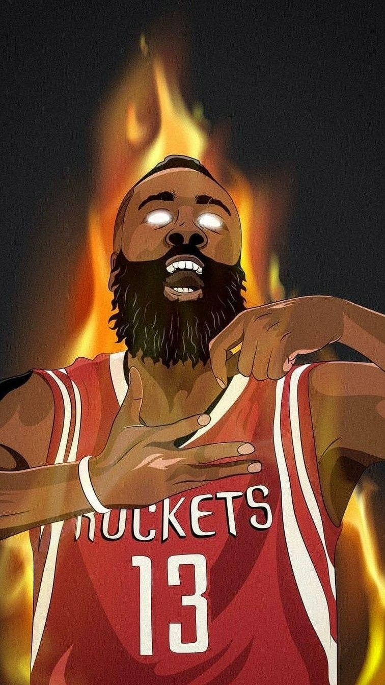 James Harden, red Rockets jersey, glowing eyes, HD Phone Wallpaper