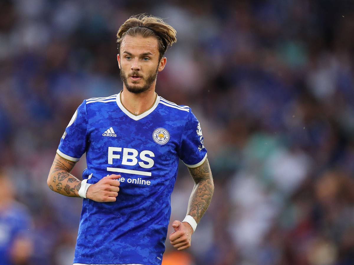 James Maddison, blue patterned jersey, stadium, SD Desktop Wallpaper