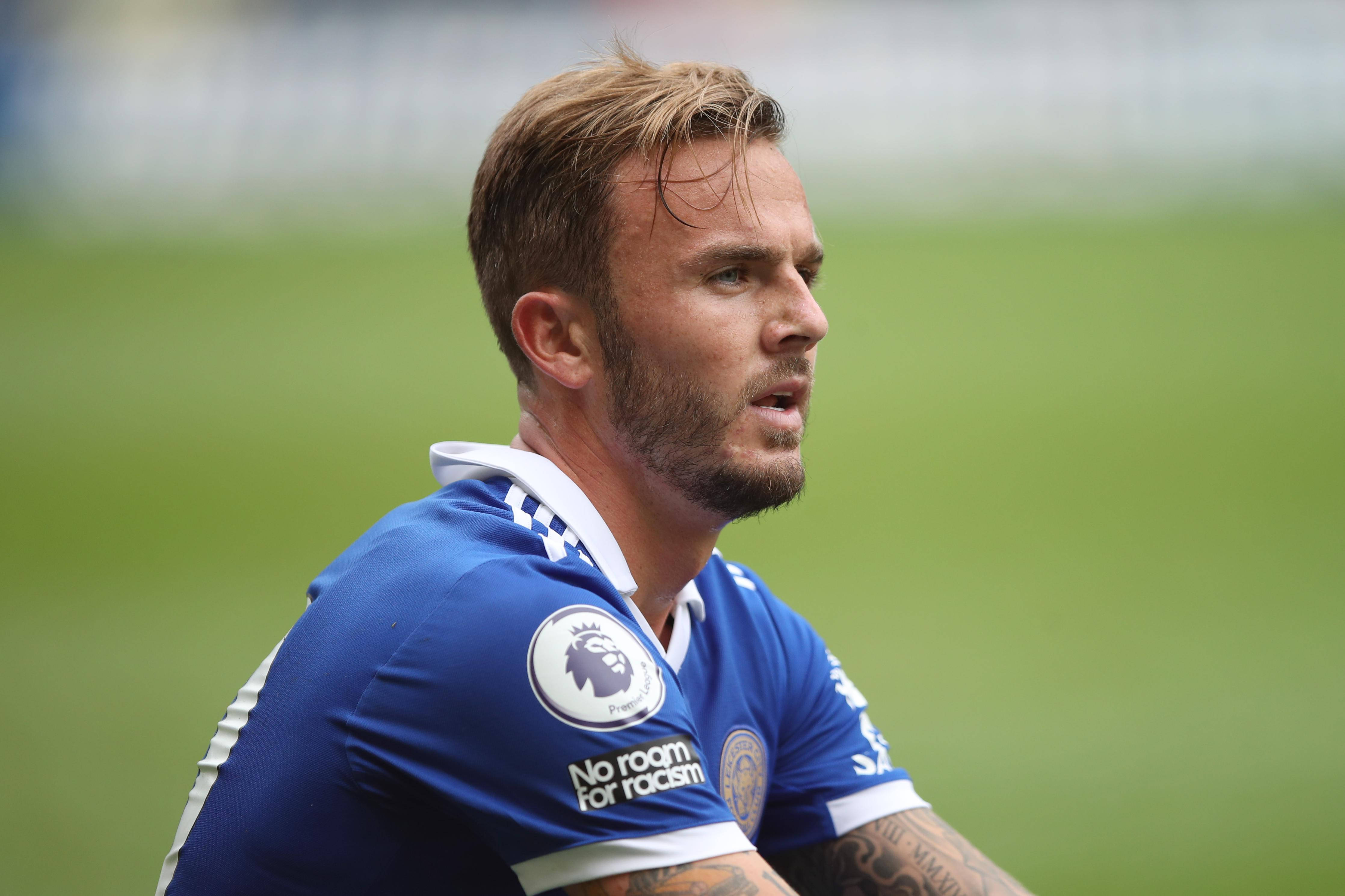 James Maddison, blue jersey, tattoos on his arms, 4K Desktop Wallpaper