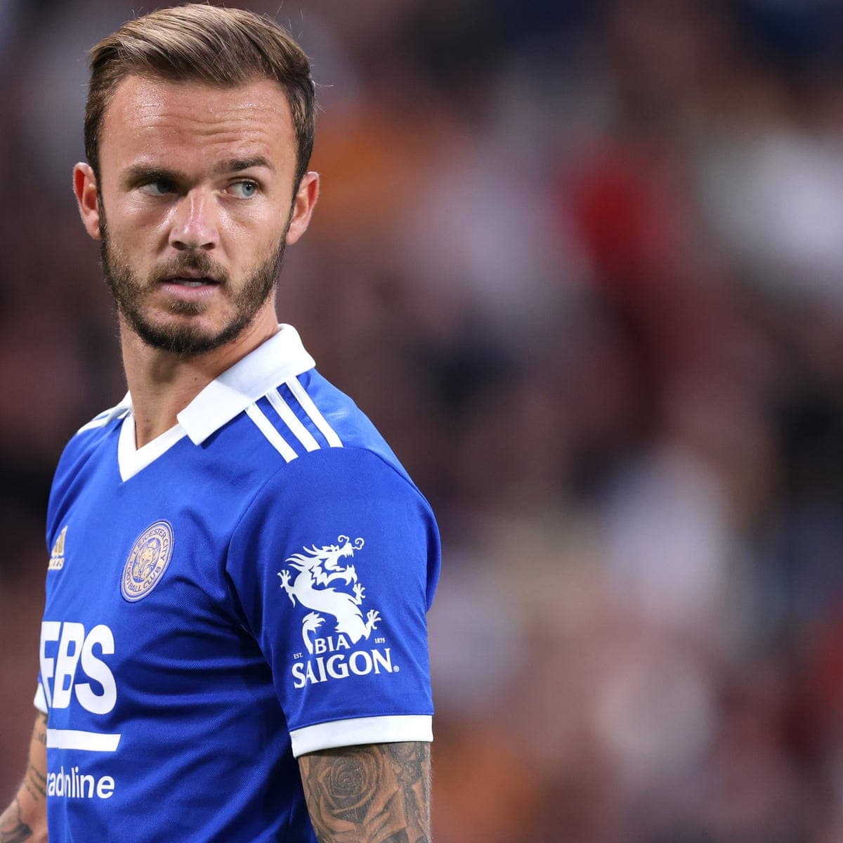 James Maddison, blue jersey, tattoos, SD Desktop Wallpaper