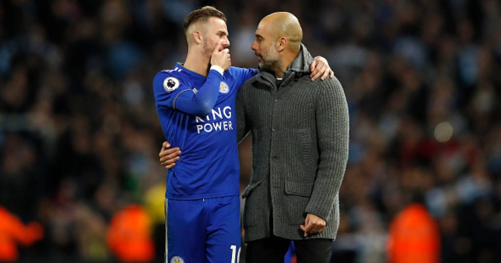 James Maddison, blue kit, bald coach, SD Desktop Wallpaper