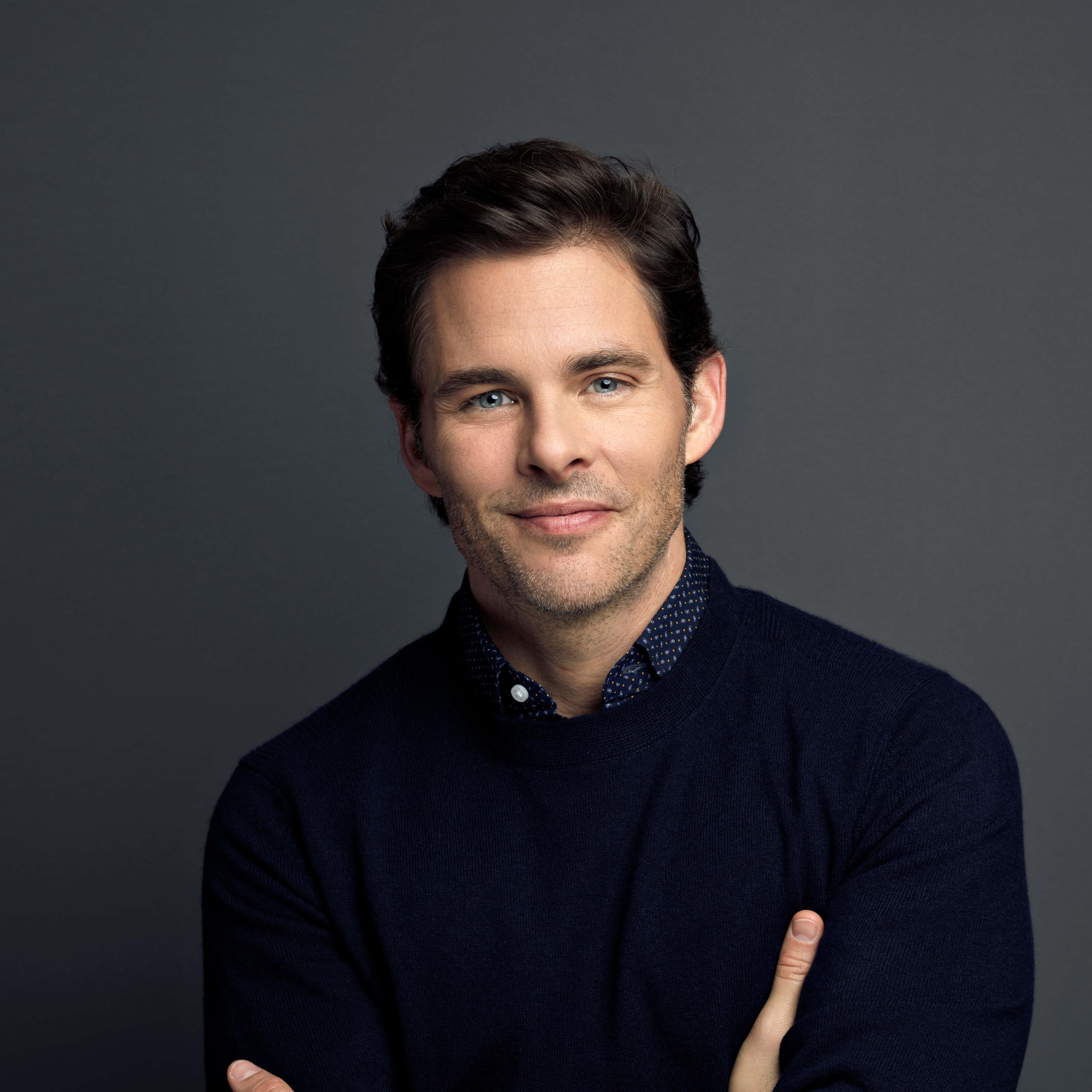 James Marsden, navy sweater, patterned shirt, 4K Desktop Wallpaper