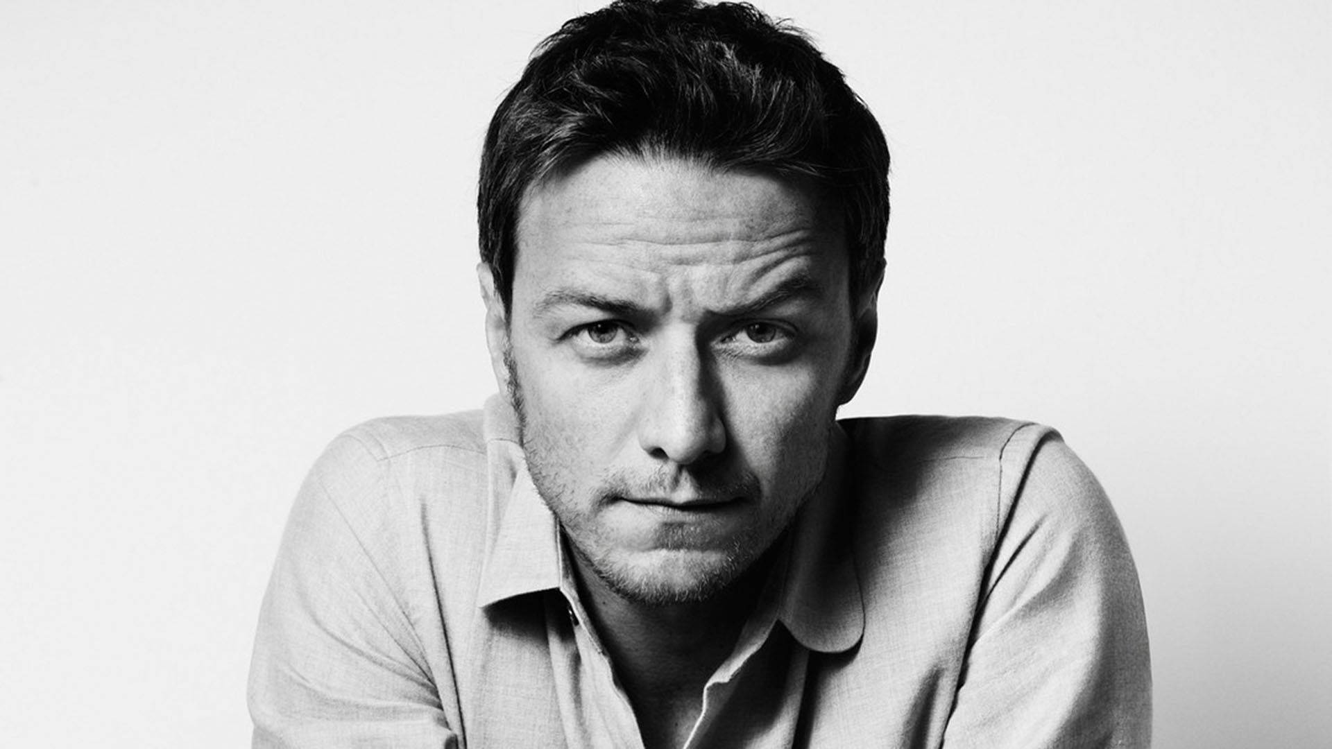 James McAvoy, black and white portrait, intense eyes, Full HD Desktop Wallpaper