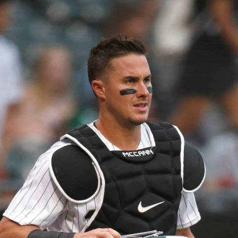 James Mccann, pinstripe uniform, black chest protector, SD Desktop Wallpaper