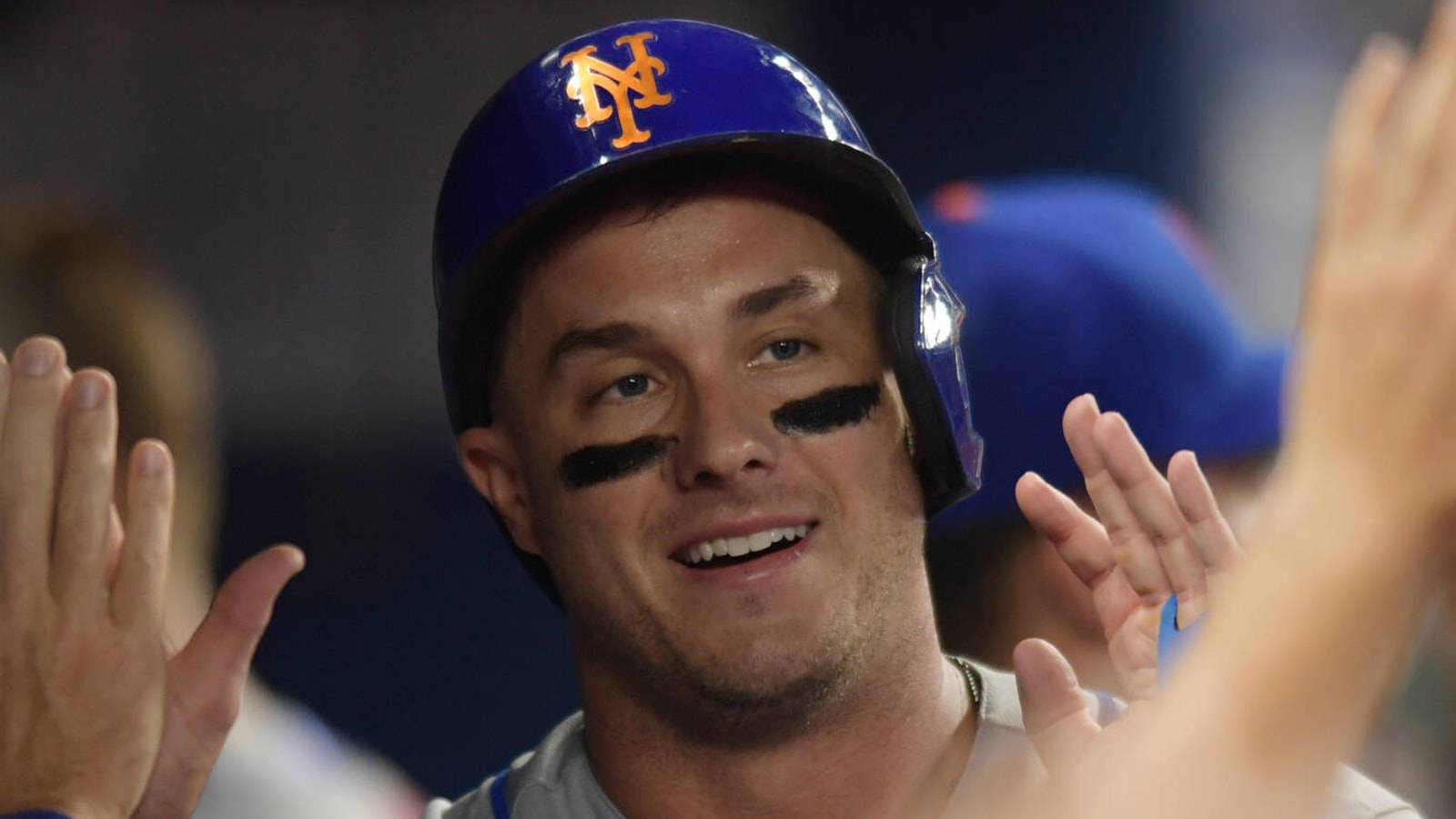 James Mccann, blue Mets helmet, eye black, HD Desktop Wallpaper