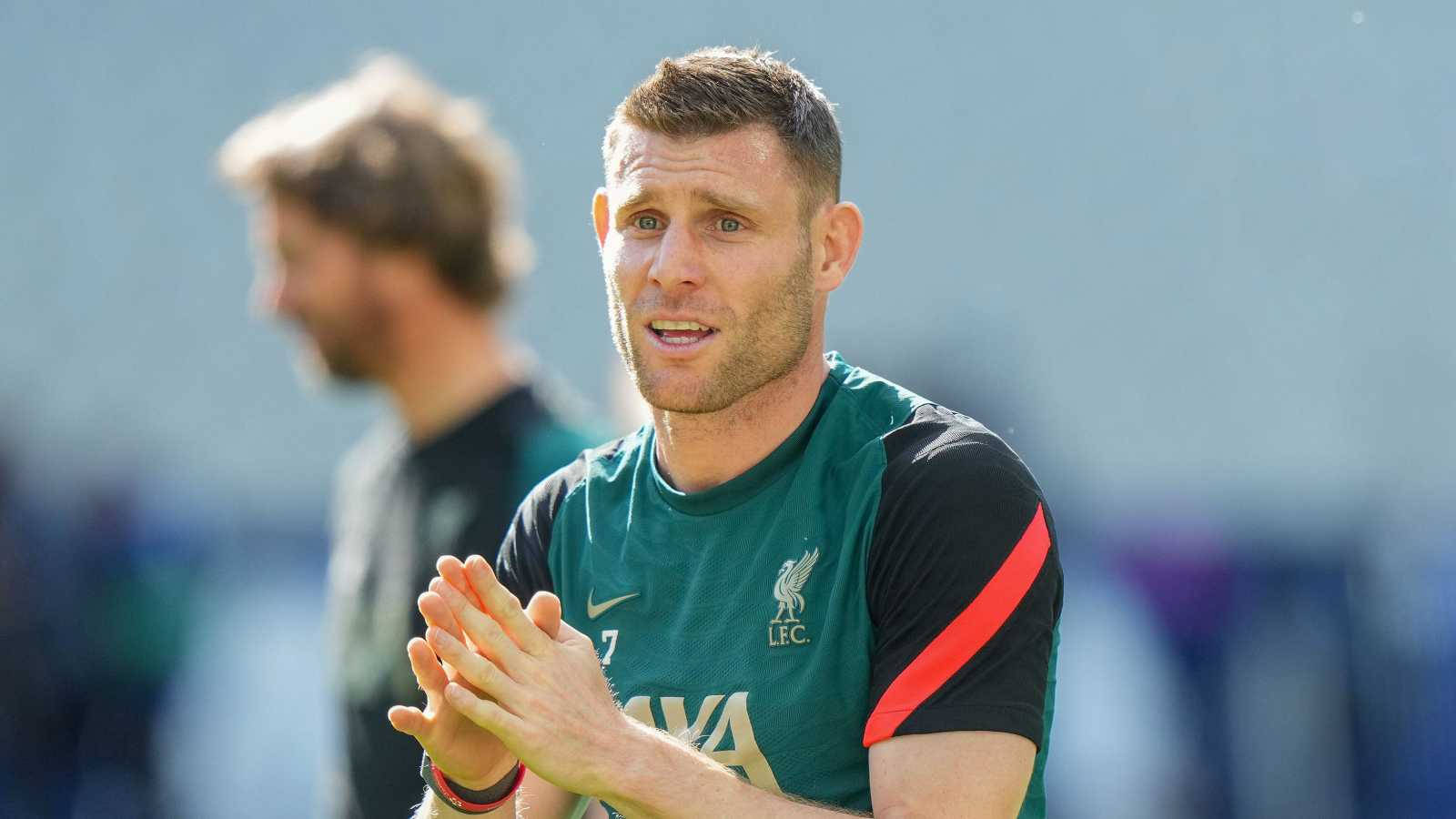 James Milner, green Liverpool training kit, sunny outdoor session, HD Desktop Wallpaper