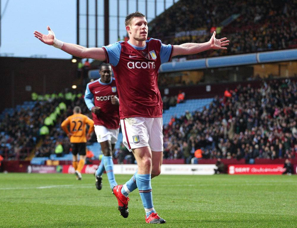 James Milner, maroon jersey, green pitch, SD Desktop Wallpaper