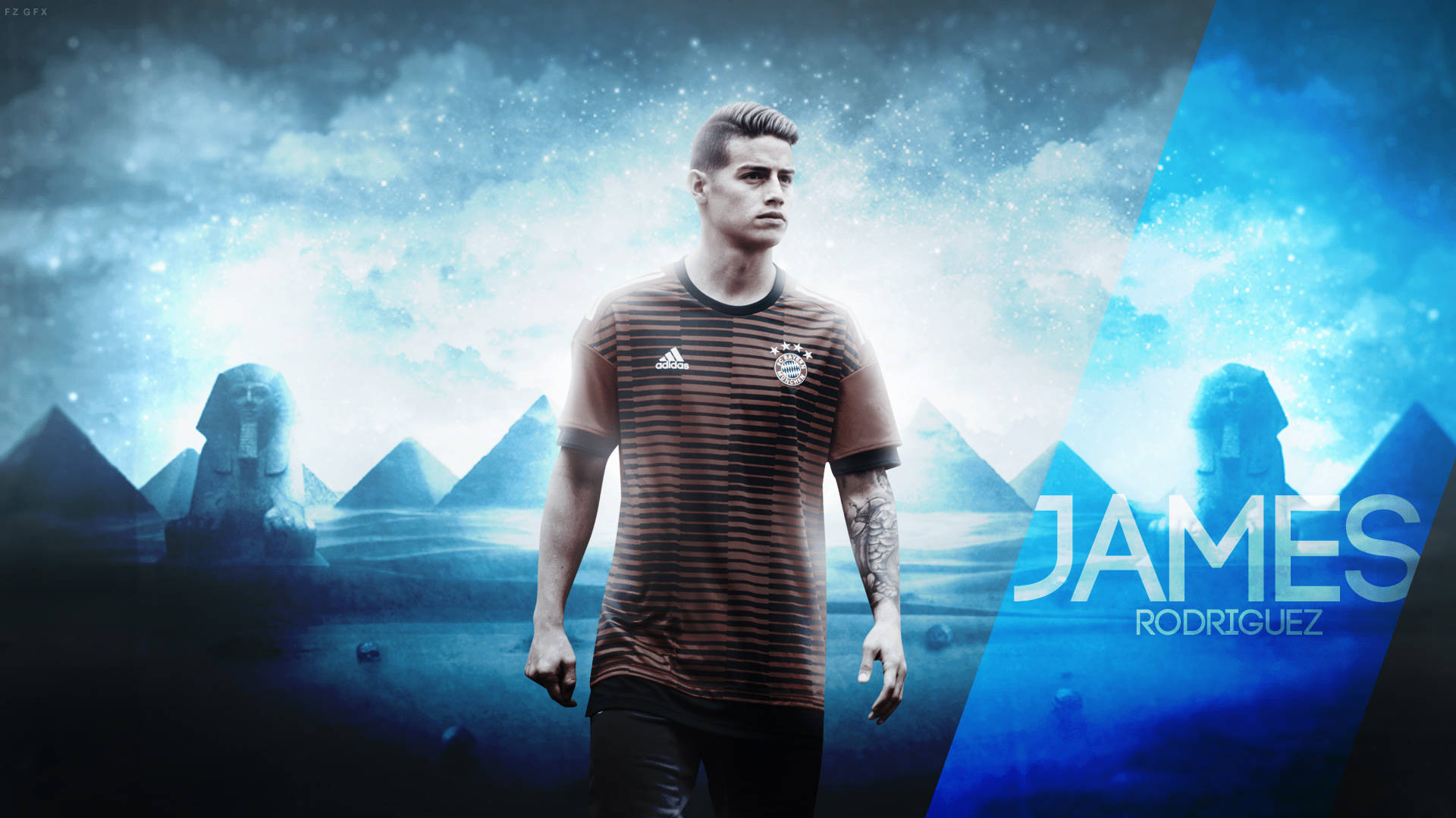 James Rodriguez, striped jersey, pyramids, Full HD Desktop Wallpaper
