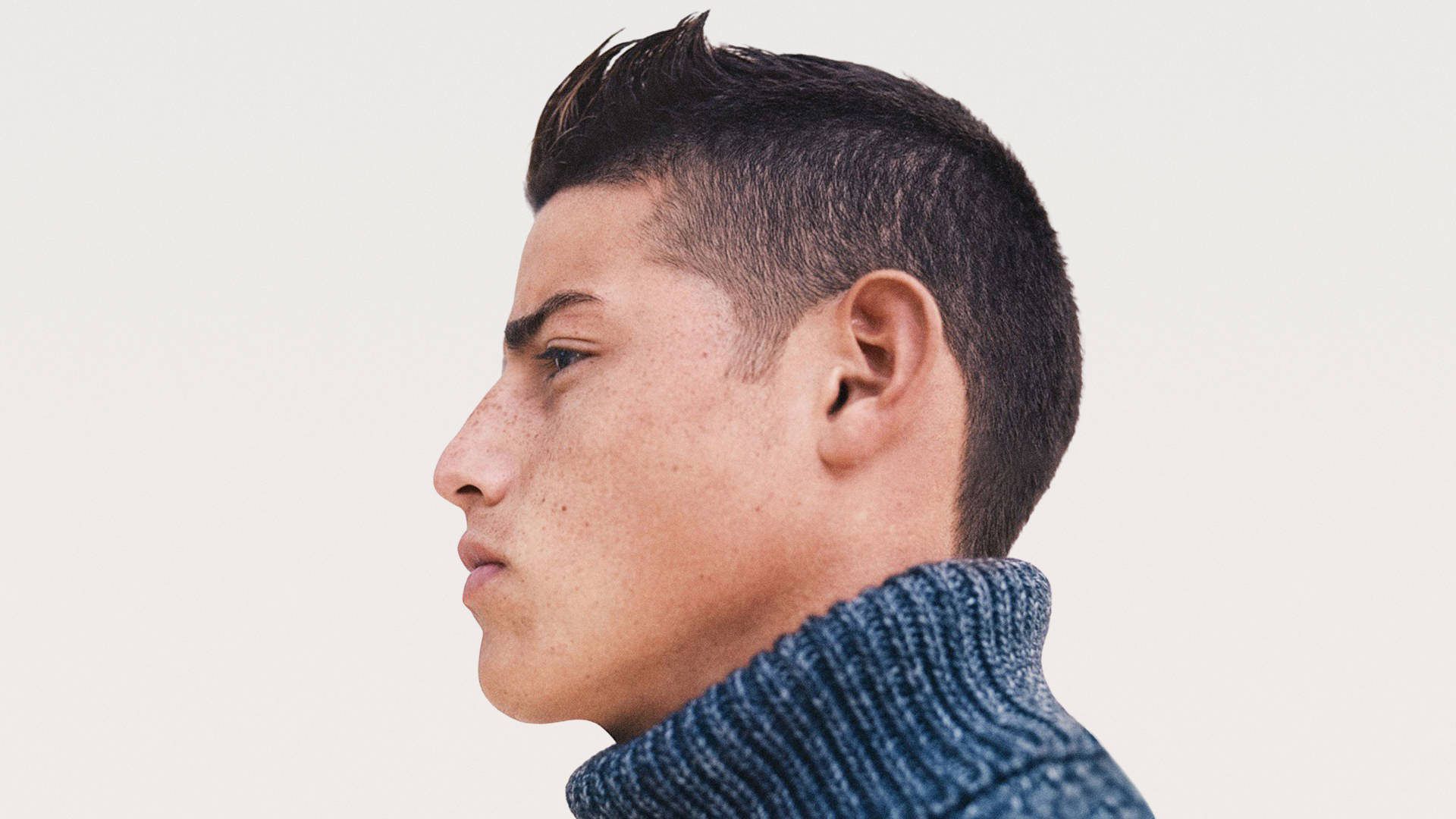 James Rodriguez, blue turtleneck, freckles, Full HD Desktop Wallpaper